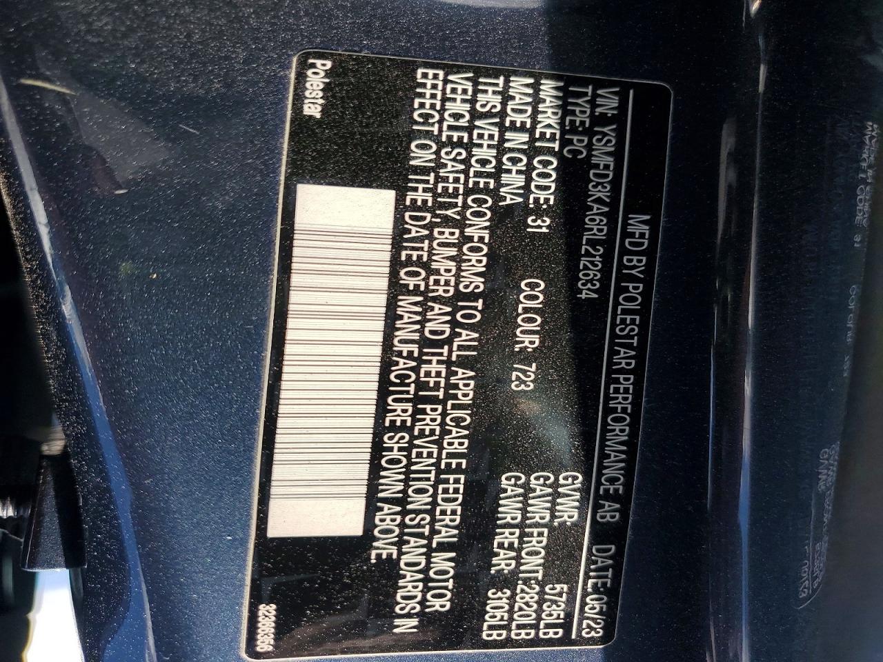 2024 Polestar 2 Blue vin: YSMFD3KA6RL212634