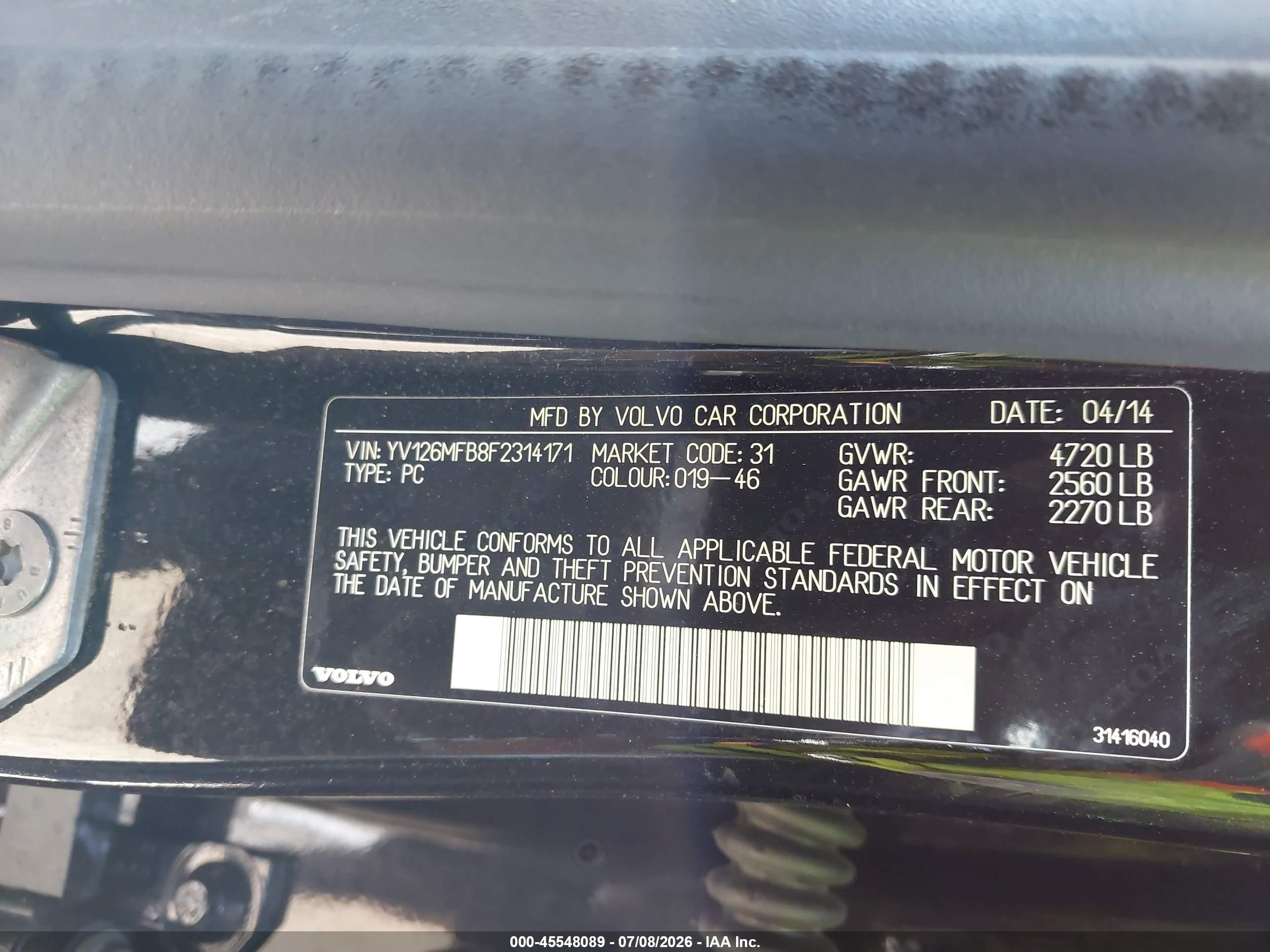 2015 Volvo S60 T5 Premier Black vin: YV126MFB8F2314171