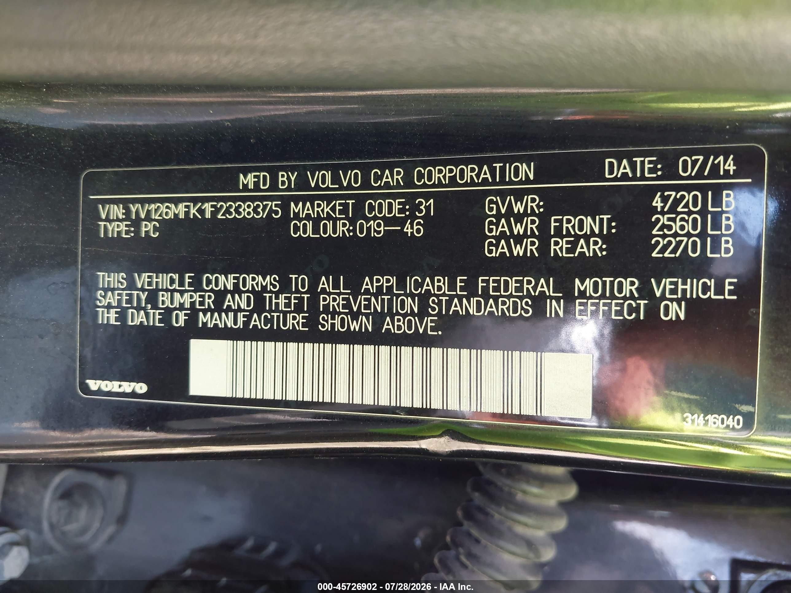 2015 Volvo S60 T5 Premier Черный vin: YV126MFK1F2338375