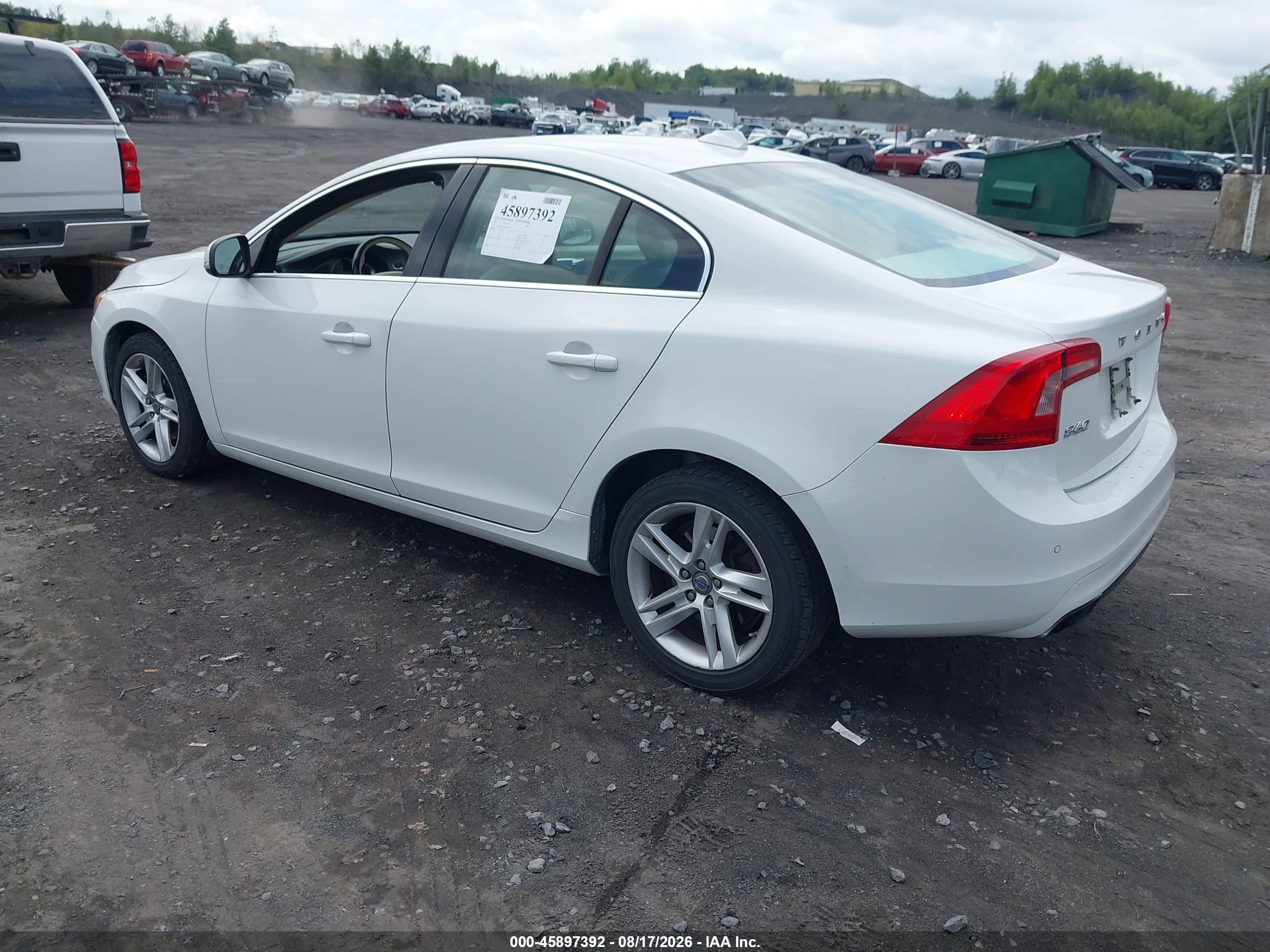 2015 Volvo S60 T5 Premier White vin: YV126MFK2F1343106