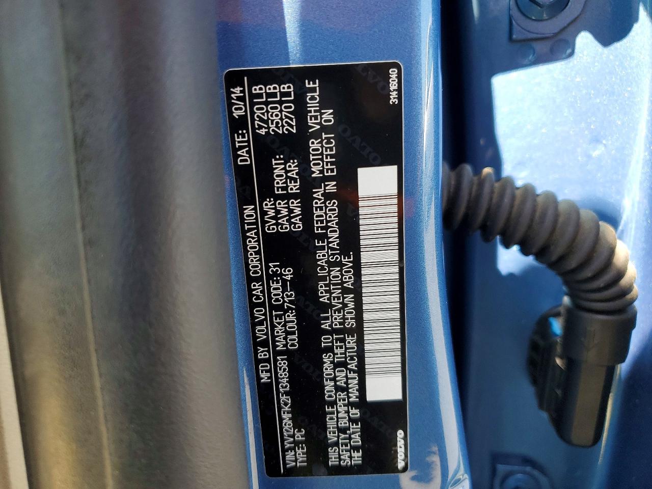 2015 Volvo S60 Premier Blue vin: YV126MFK2F1348581