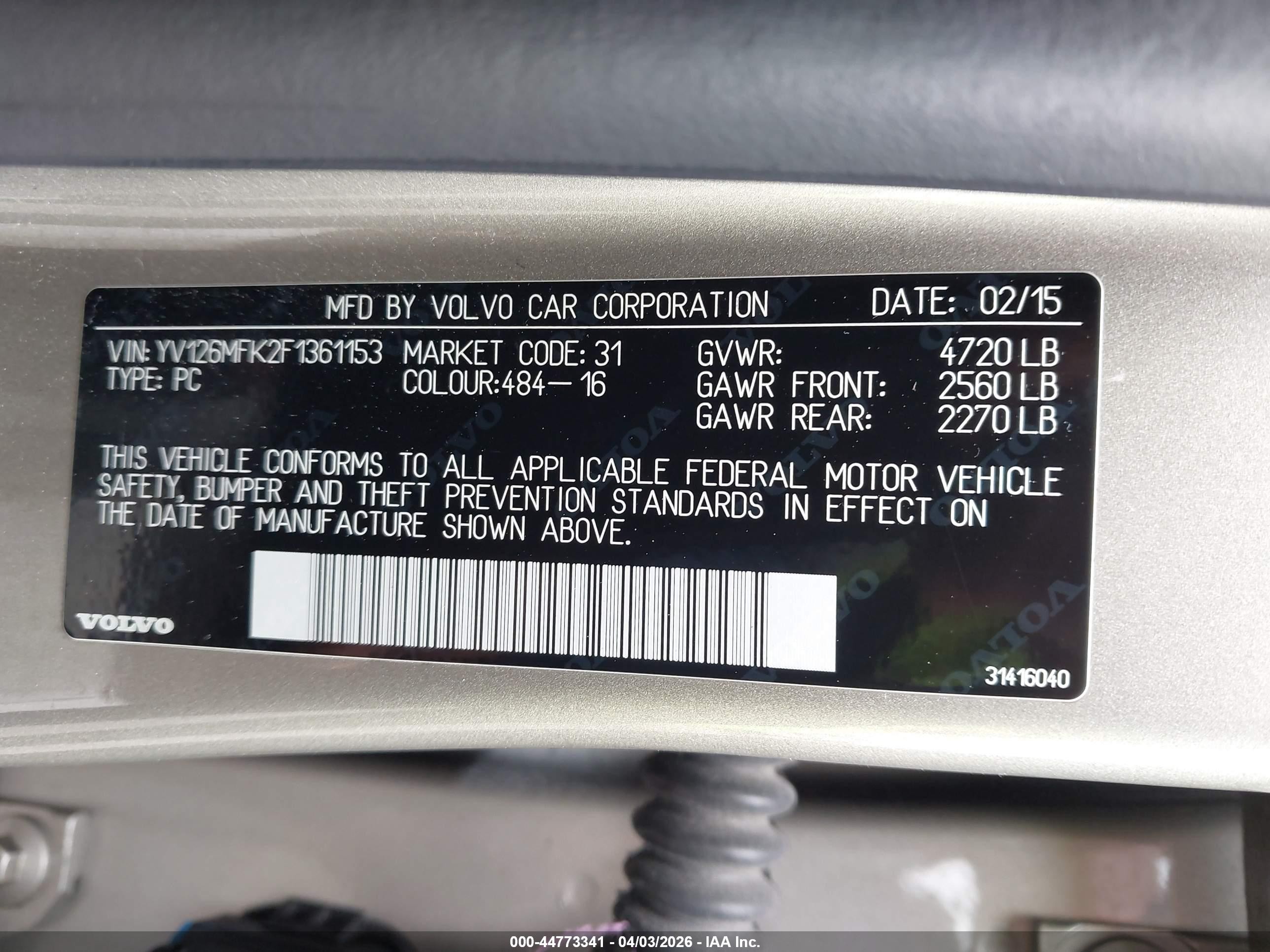 2015 Volvo S60 T5 Premier Gold vin: YV126MFK2F1361153