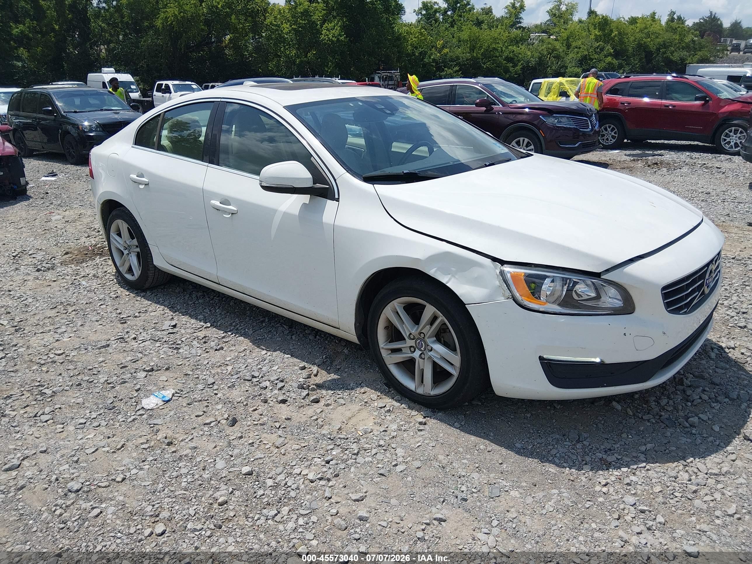 2015 Volvo S60 T5 Premier White vin: YV126MFK7F2336873