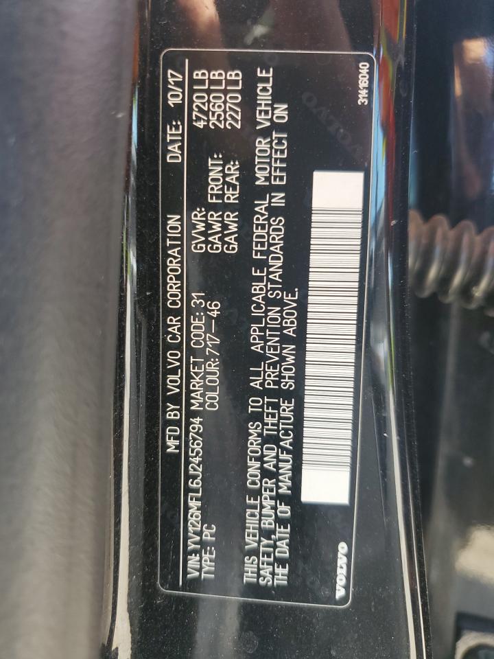 2018 Volvo S60 Dynamic Черный vin: YV126MFL6J2456794