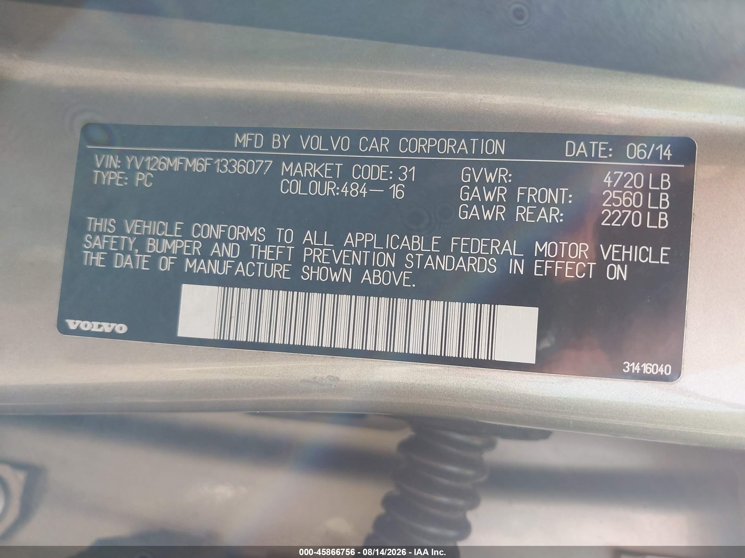 2015 Volvo S60 T5 Platinum Золотой vin: YV126MFM6F1336077
