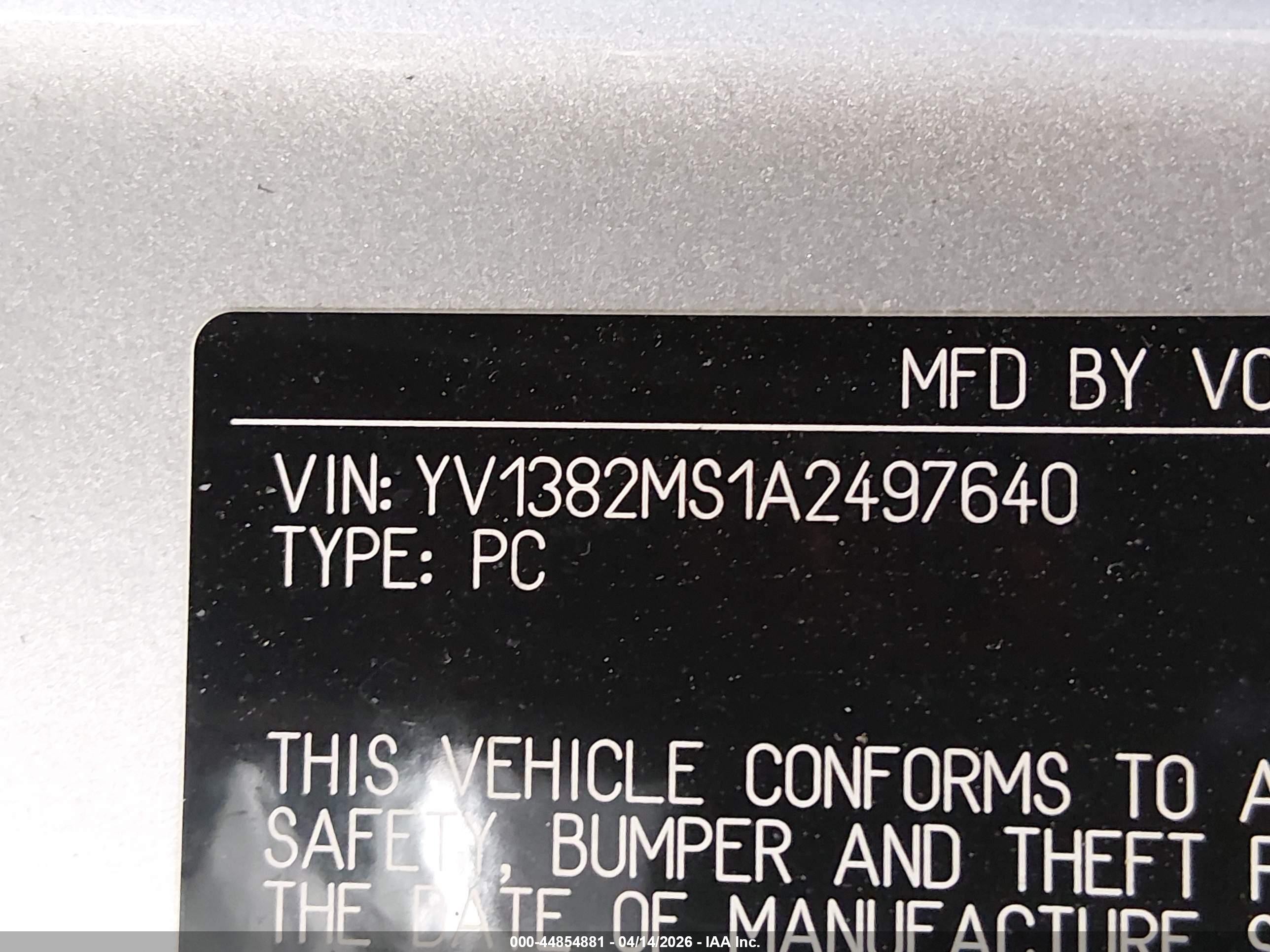 2010 Volvo S40 2.4i Silver vin: YV1382MS1A2497640