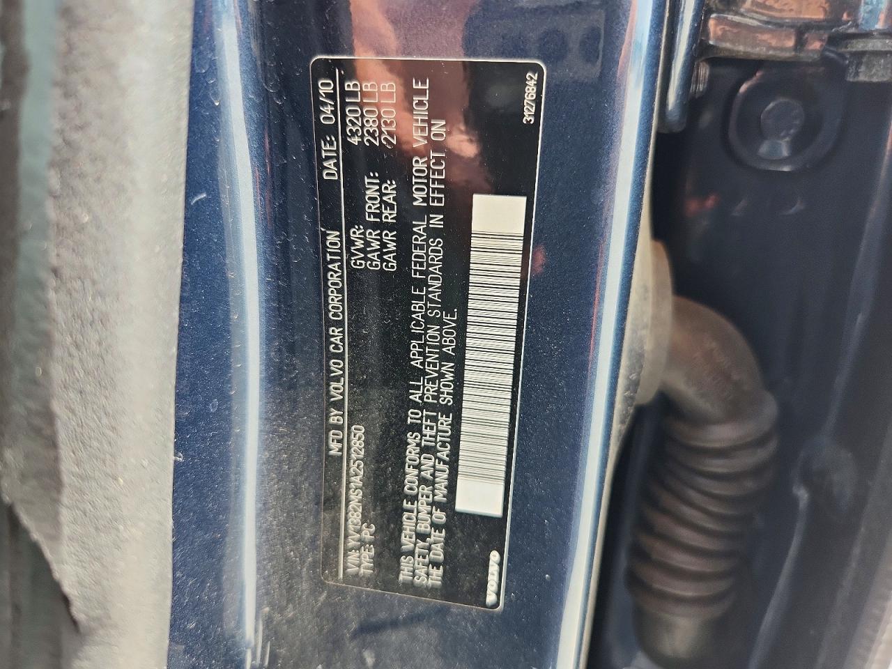 2010 Volvo S40 2.4i Blue vin: YV1382MS1A2512850