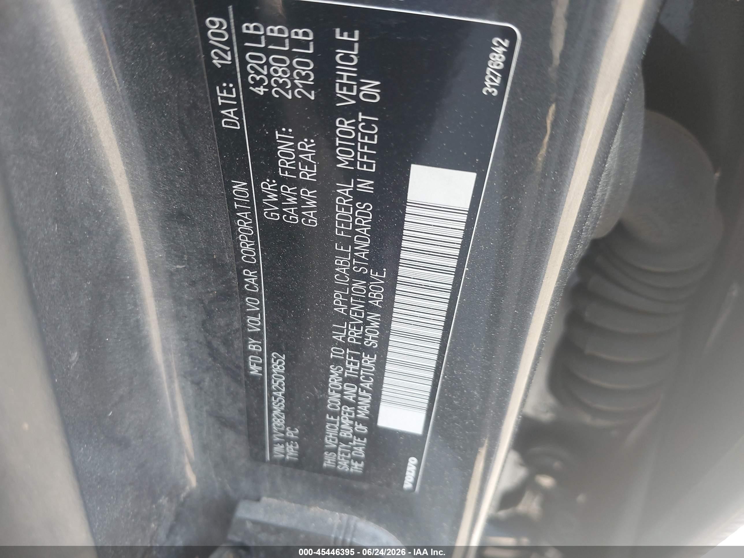 2010 Volvo S40 2.4i Blue vin: YV1382MS5A2501852