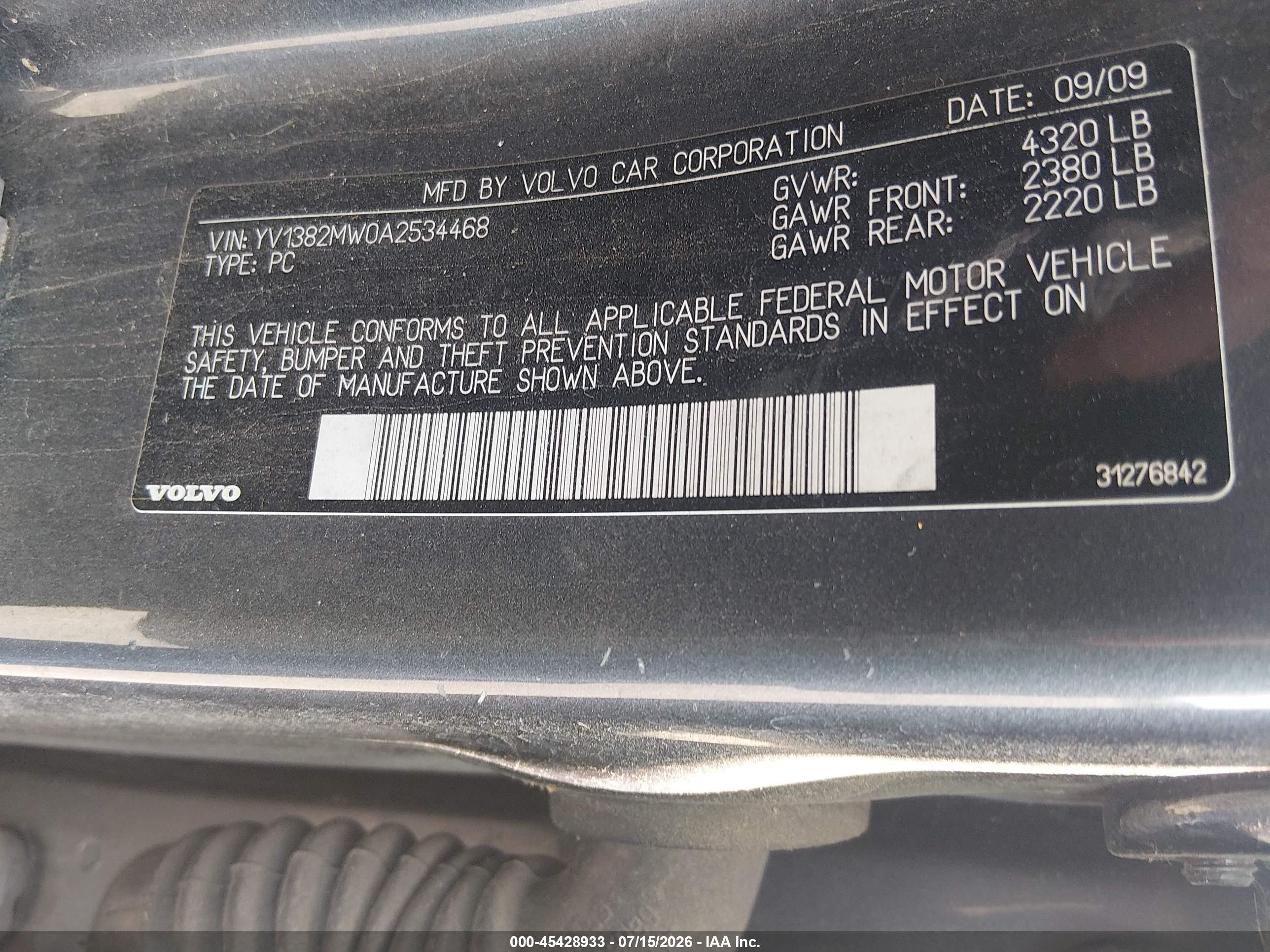 2010 Volvo V50 2.4i Gray vin: YV1382MW0A2534468