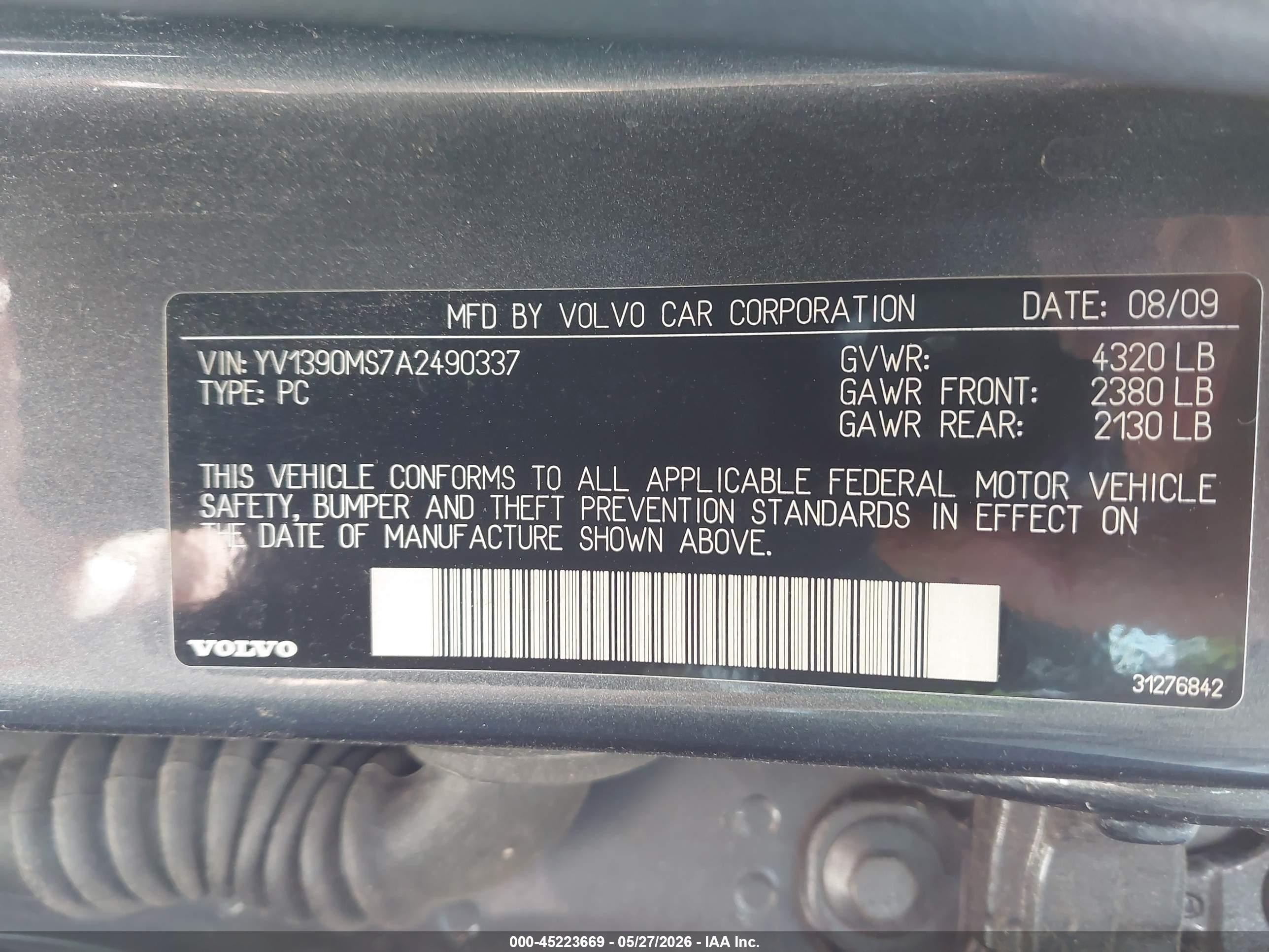 2010 Volvo S40 2.4i Gray vin: YV1390MS7A2490337