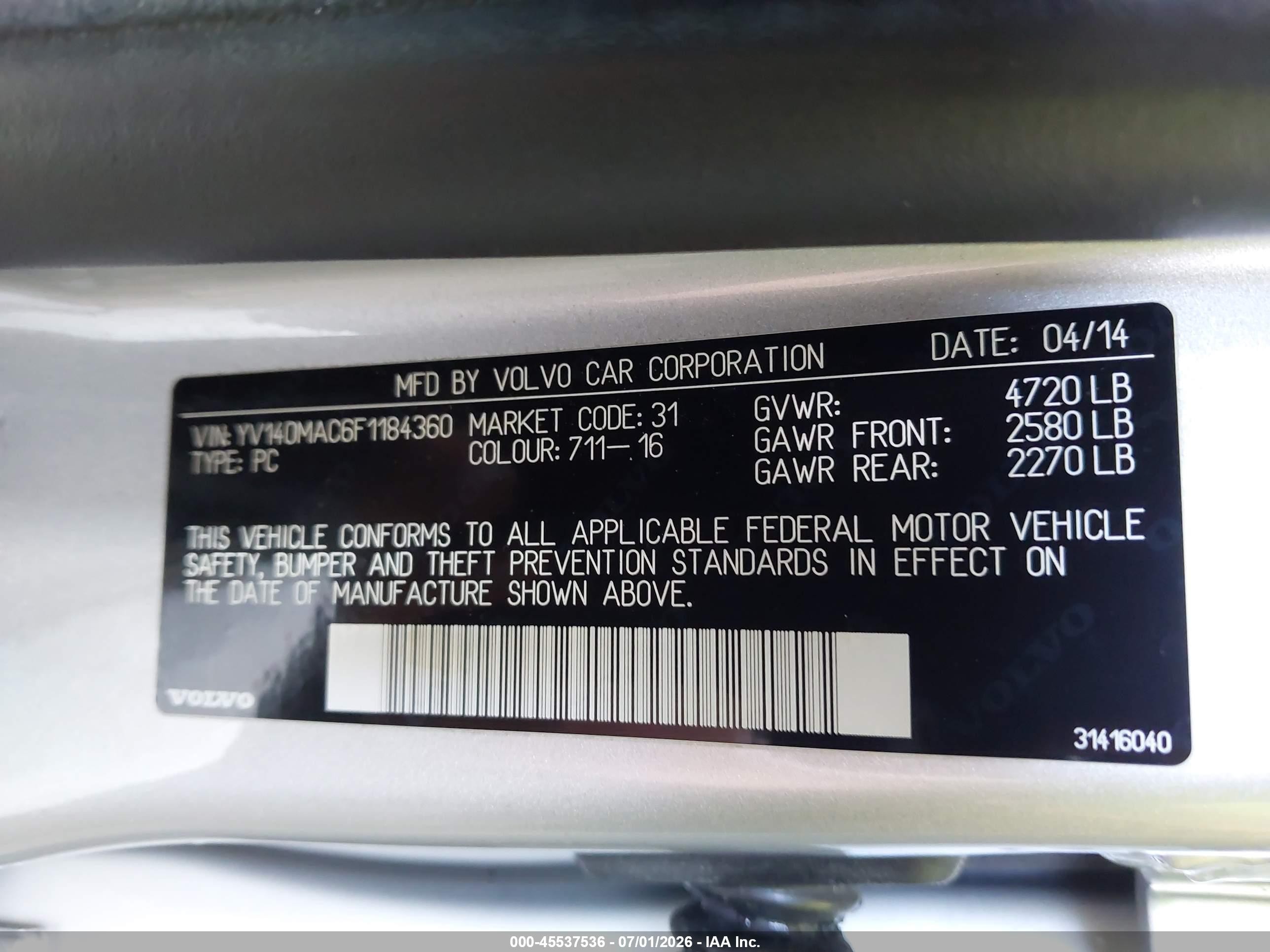 2015 Volvo S80 T5 Premier Plus Silver vin: YV140MAC6F1184360
