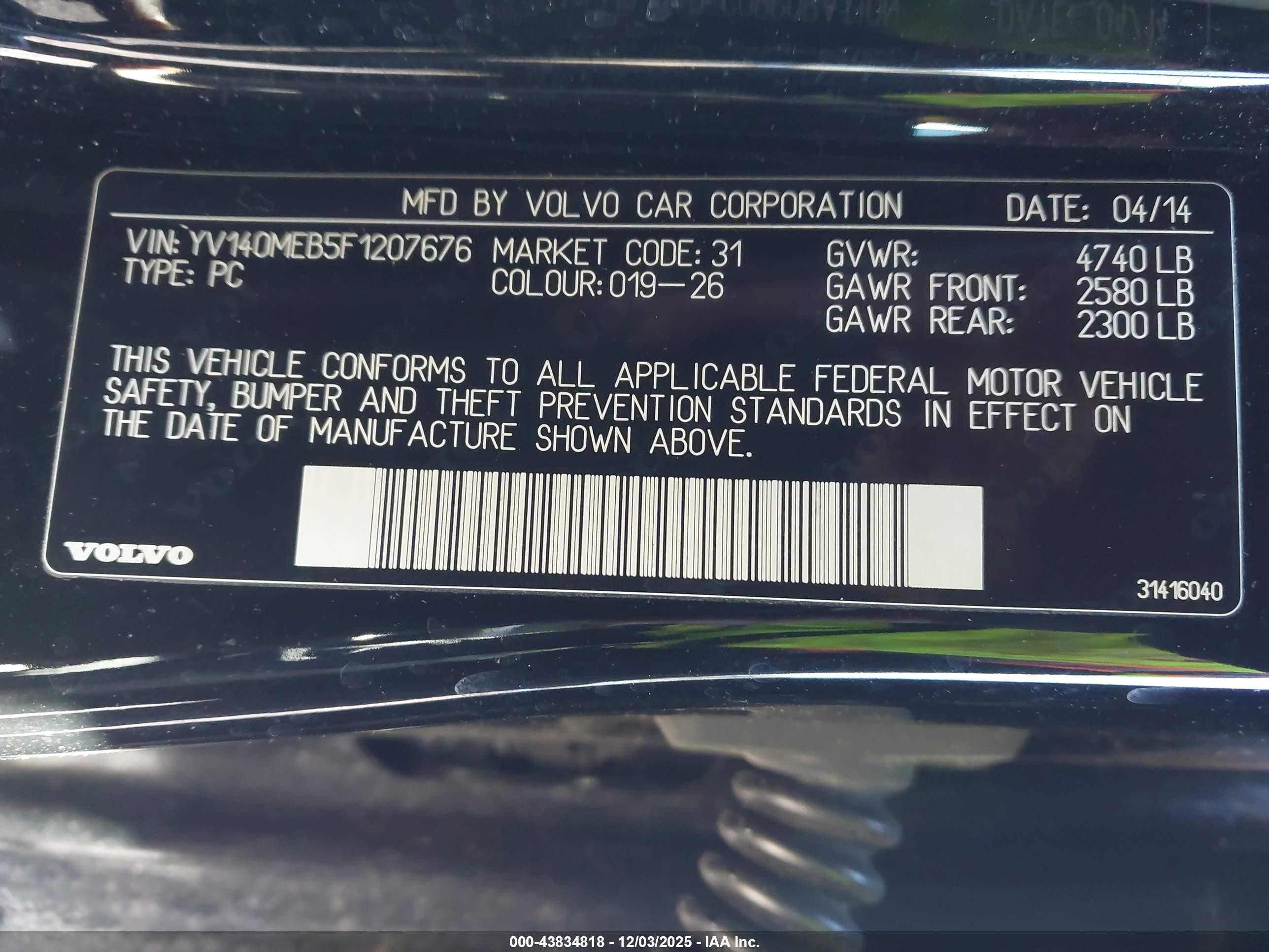 2015 Volvo V60 T5 Premier Black vin: YV140MEB5F1207676