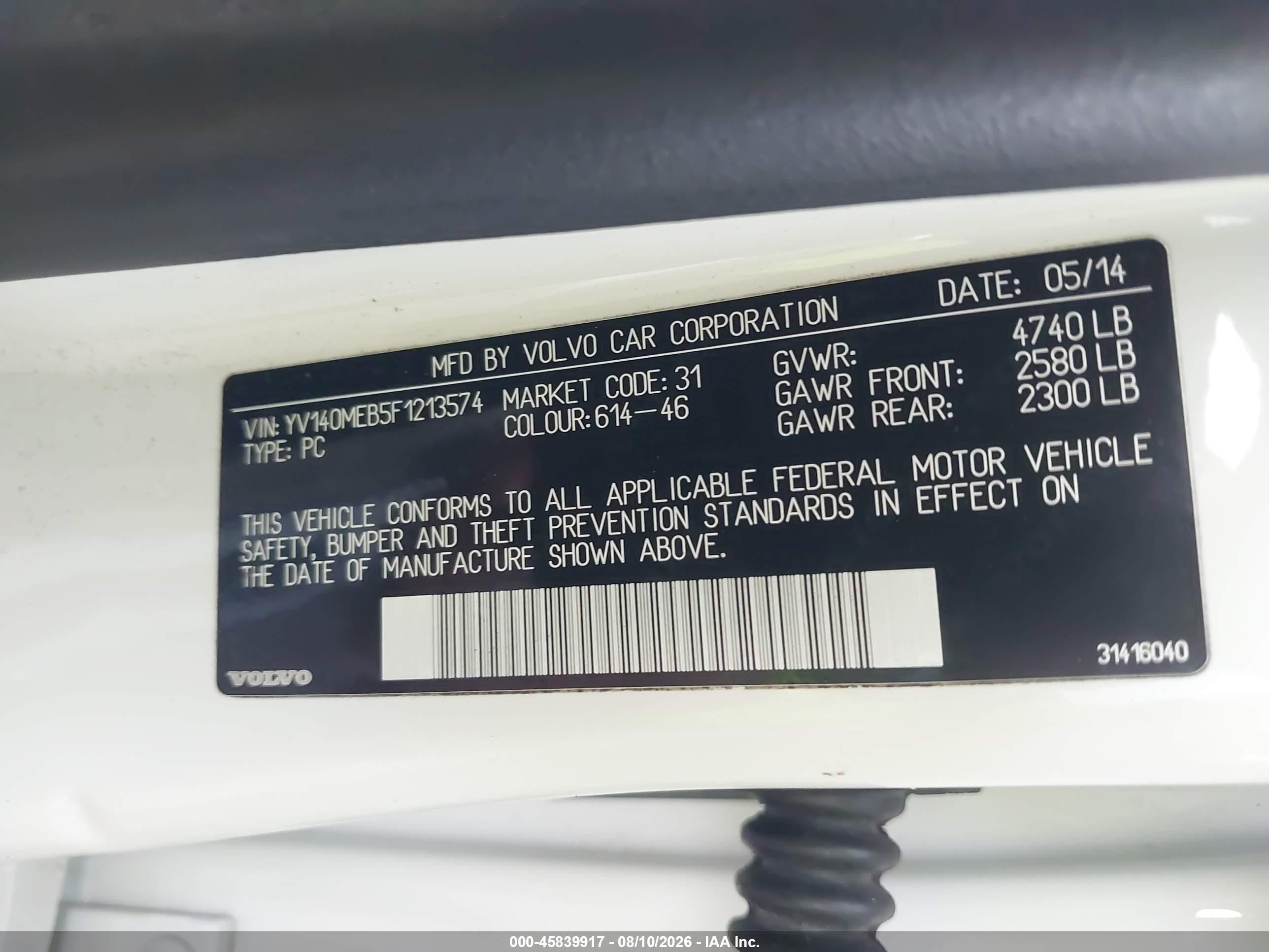2015 Volvo V60 T5 Premier White vin: YV140MEB5F1213574
