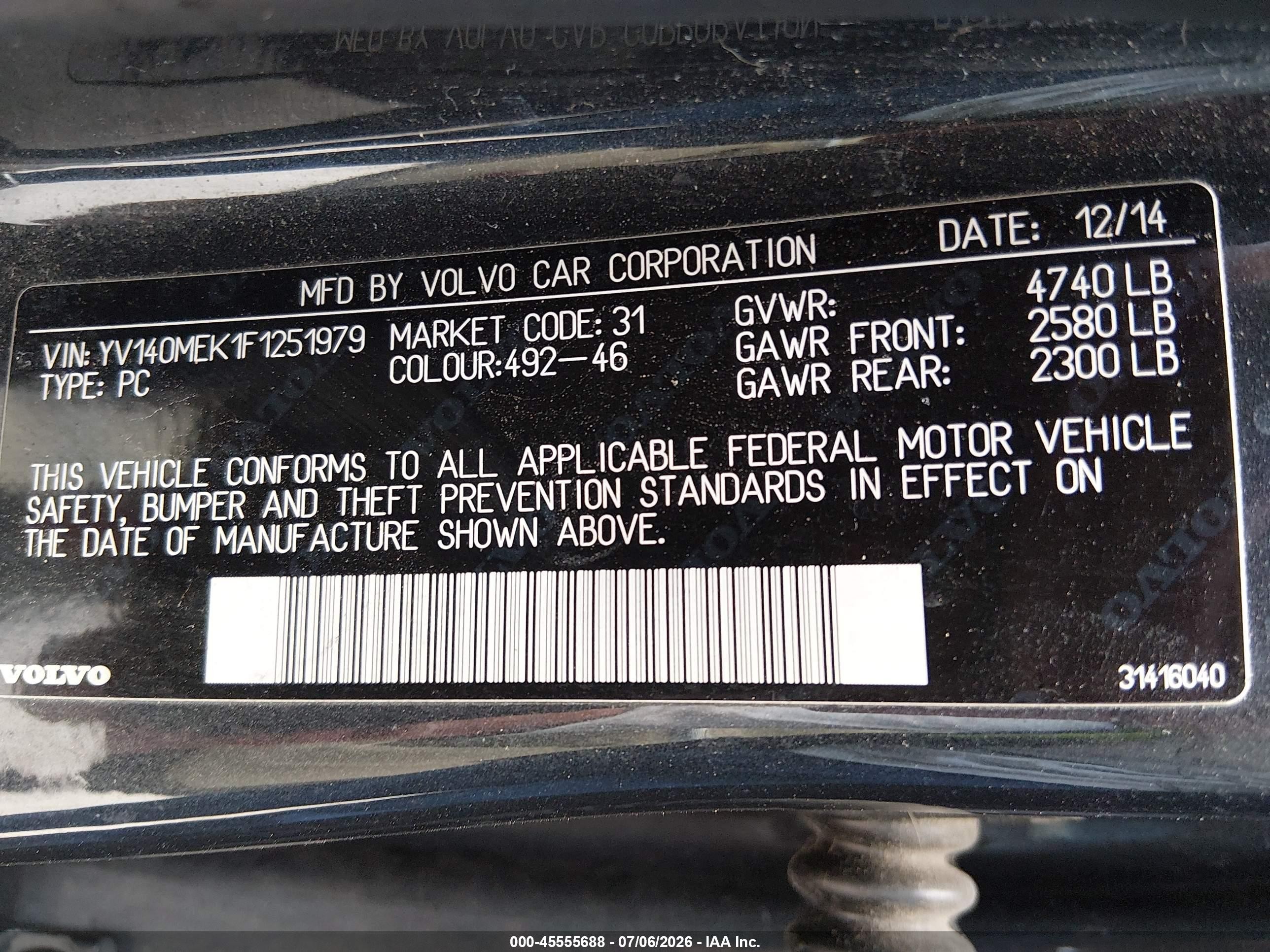 2015 Volvo V60 T5 Premier Gray vin: YV140MEK1F1251979