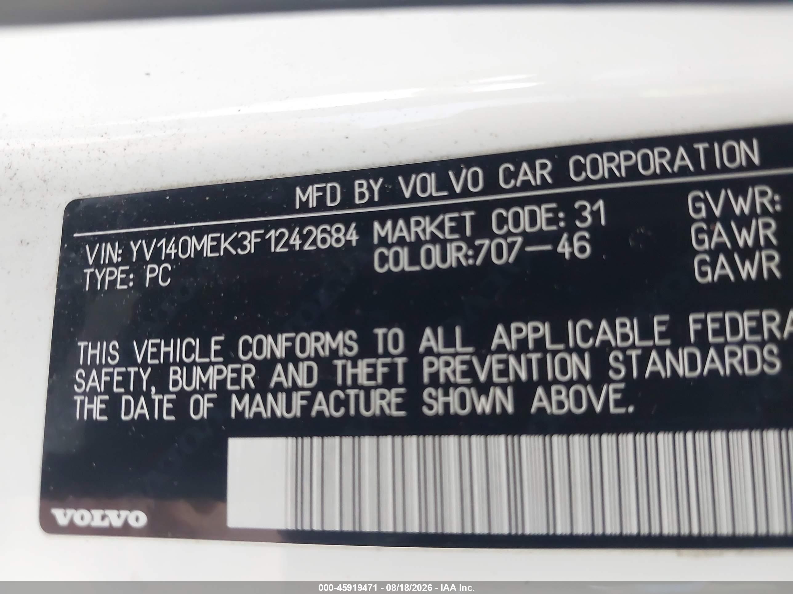 2015 Volvo V60 T5 Premier White vin: YV140MEK3F1242684