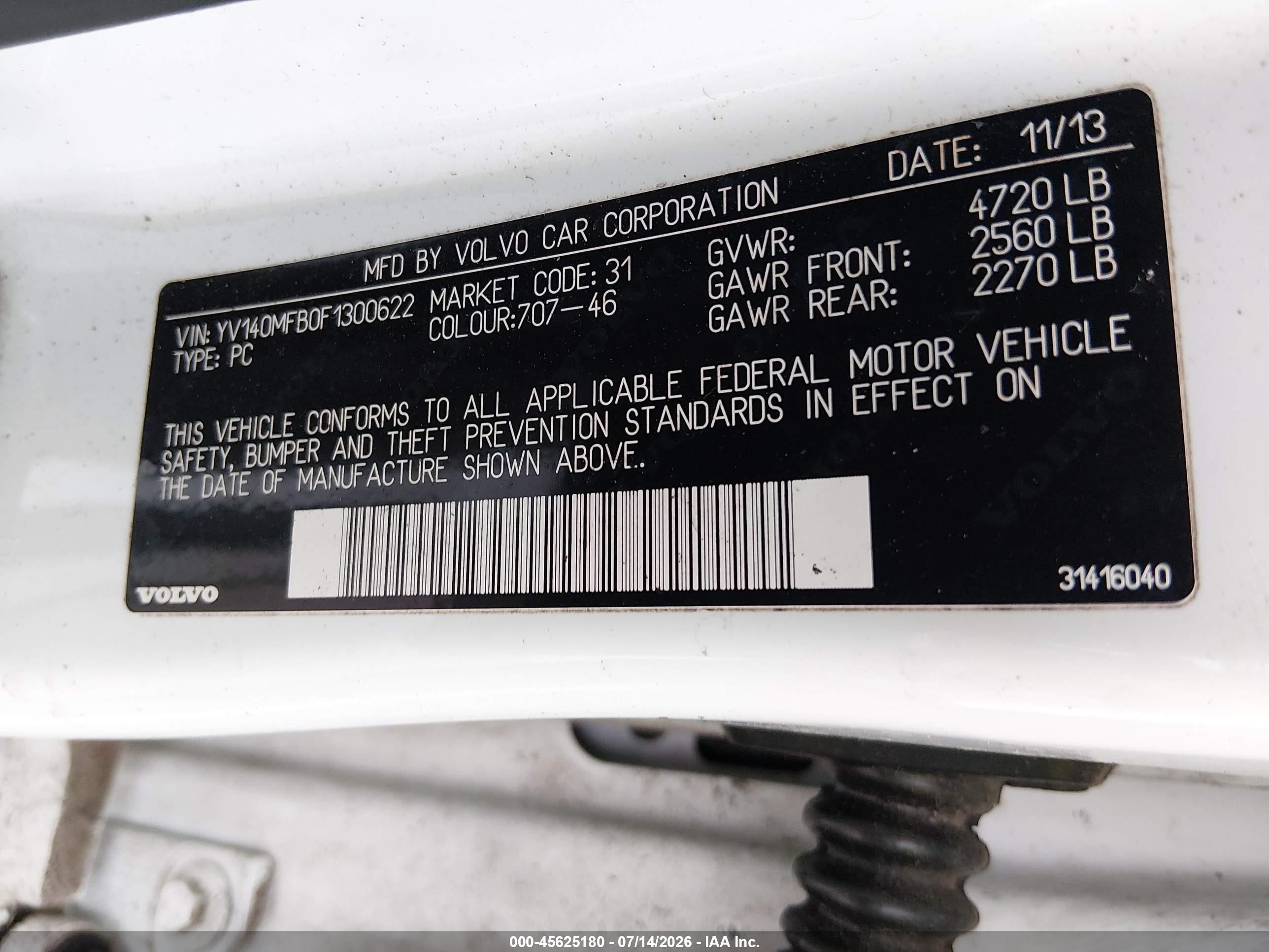 2015 Volvo S60 T5 Premier White vin: YV140MFB0F1300622