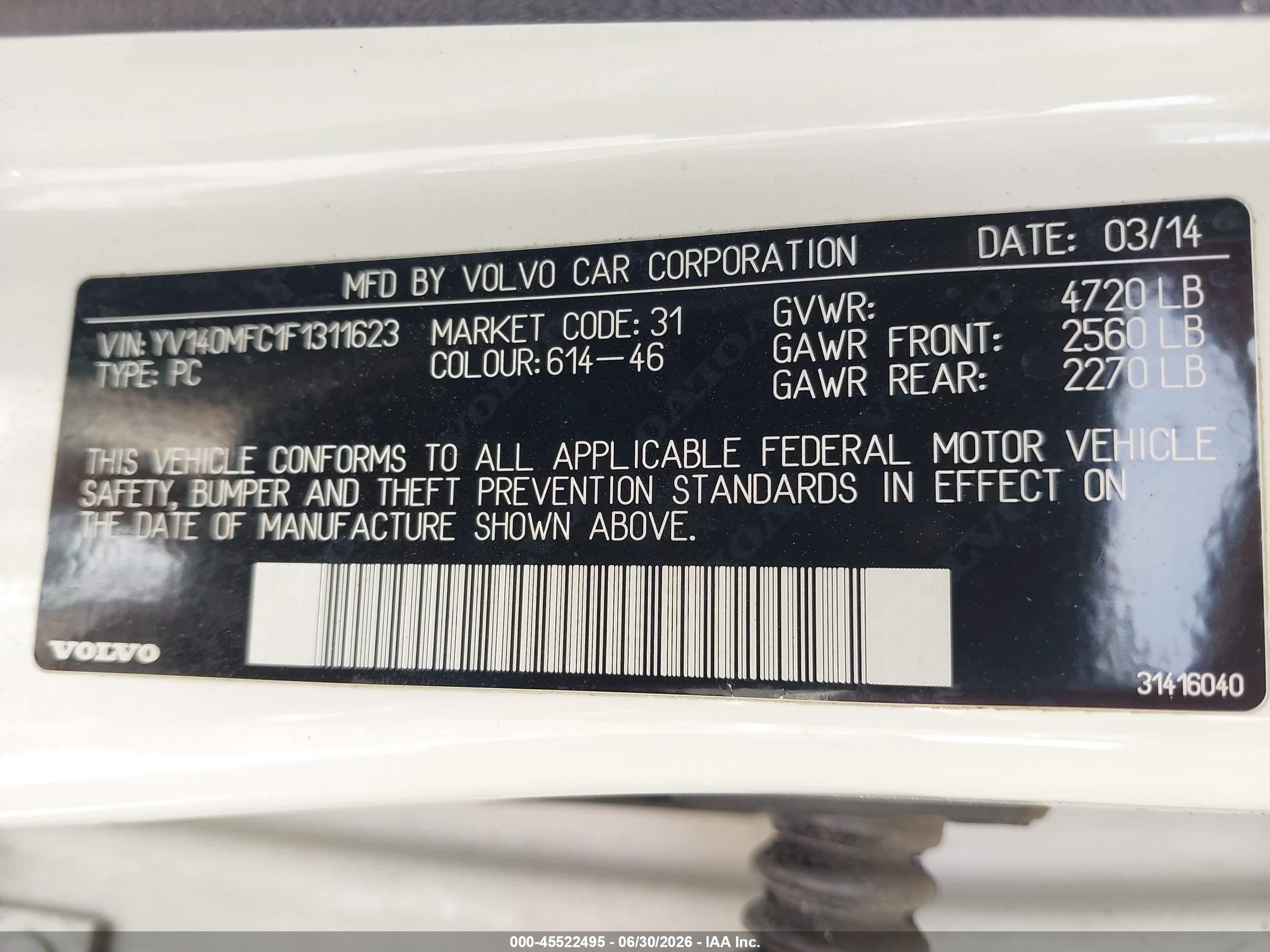 2015 Volvo S60 T5 Premier Plus White vin: YV140MFC1F1311623