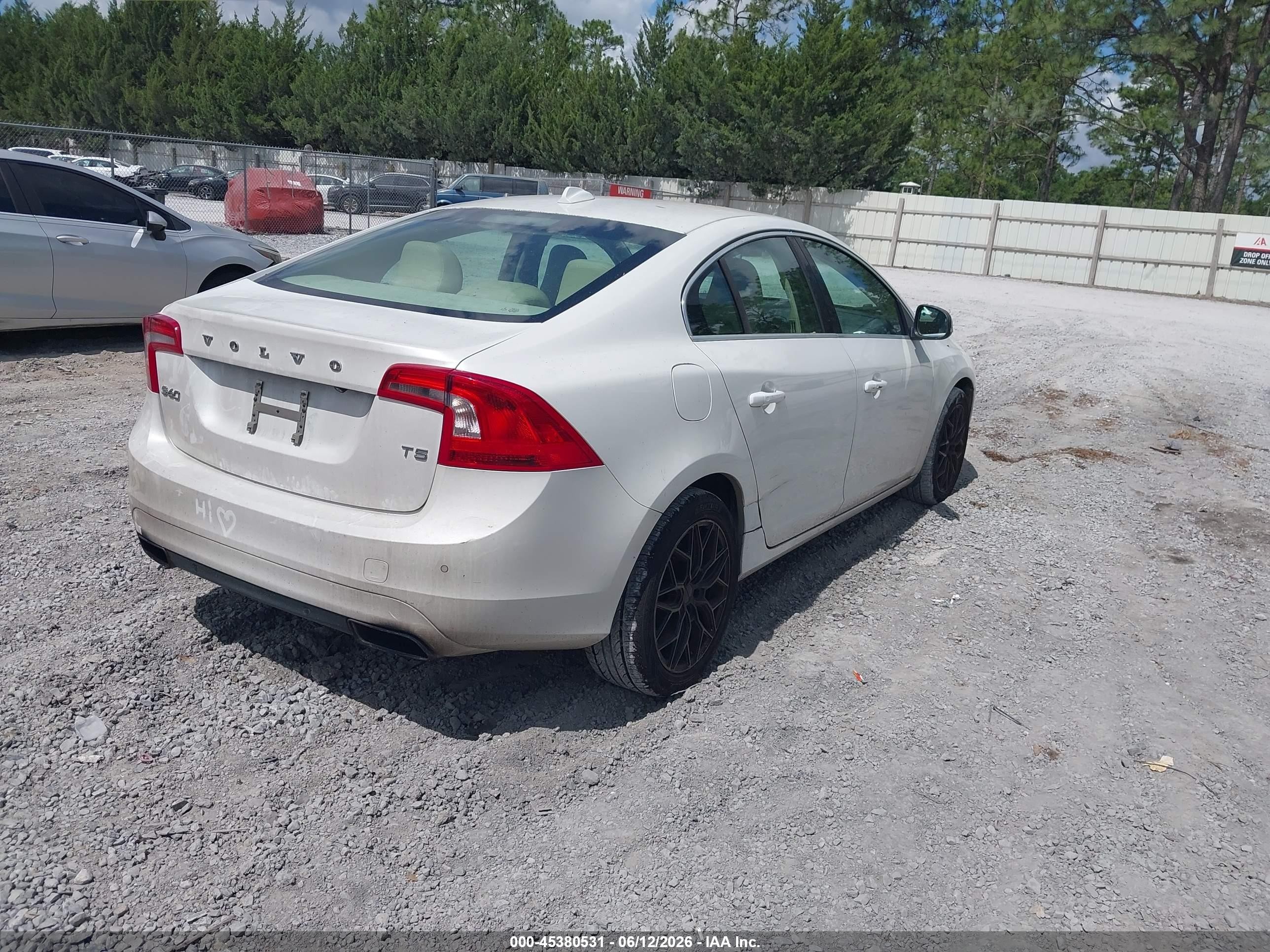 2015 Volvo S60 T5 Platinum White vin: YV140MFM1F1355727