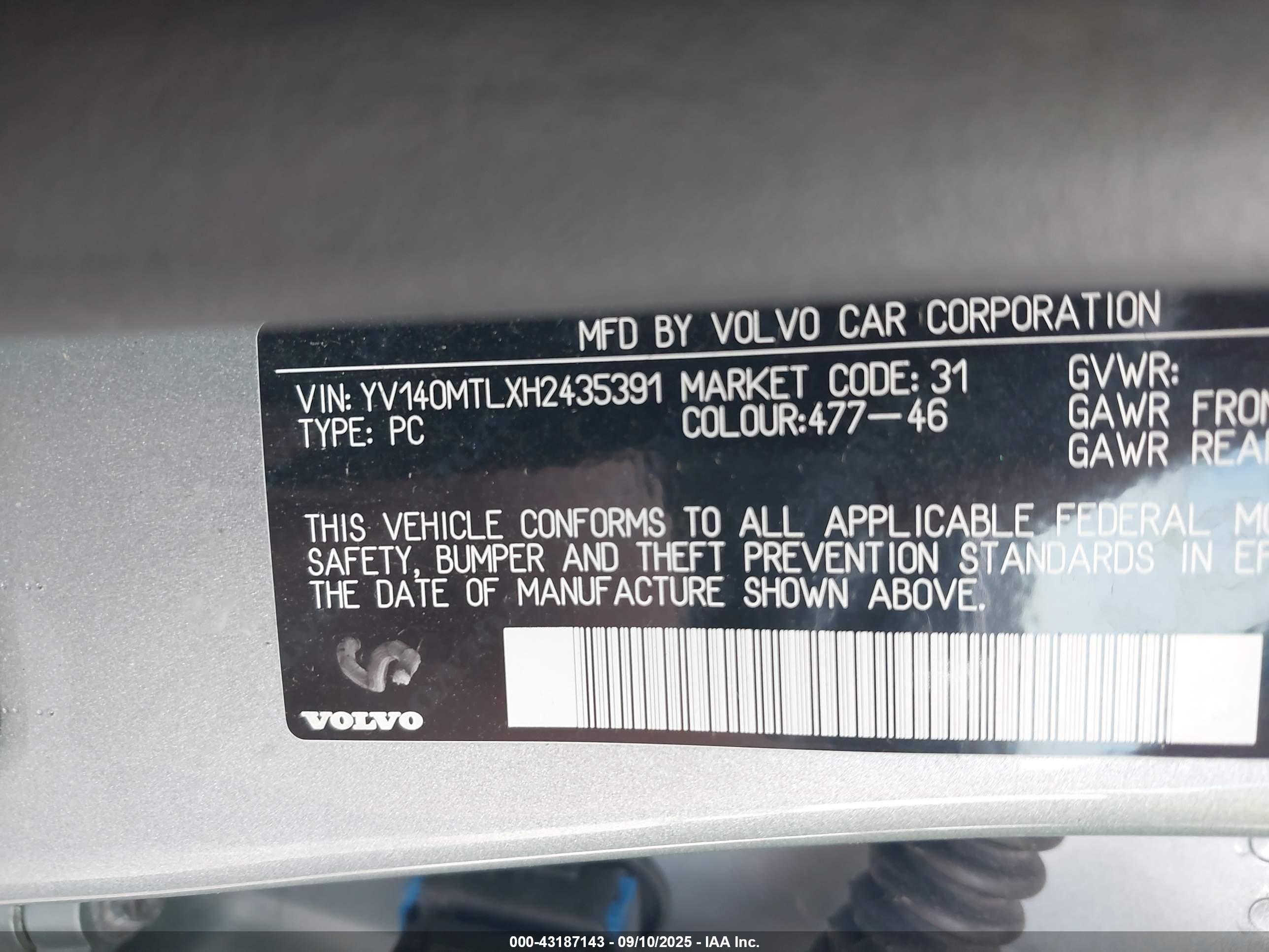 2017 Volvo S60 T5 Dynamic Silver vin: YV140MTLXH2435391