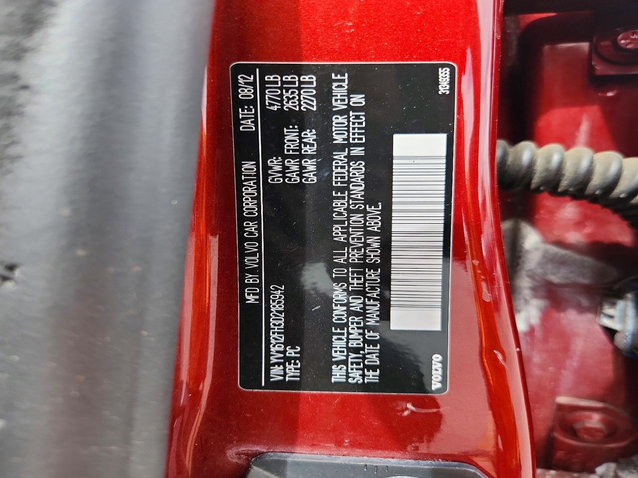 2013 Volvo S60 T5 Red vin: YV1612FH3D2185942