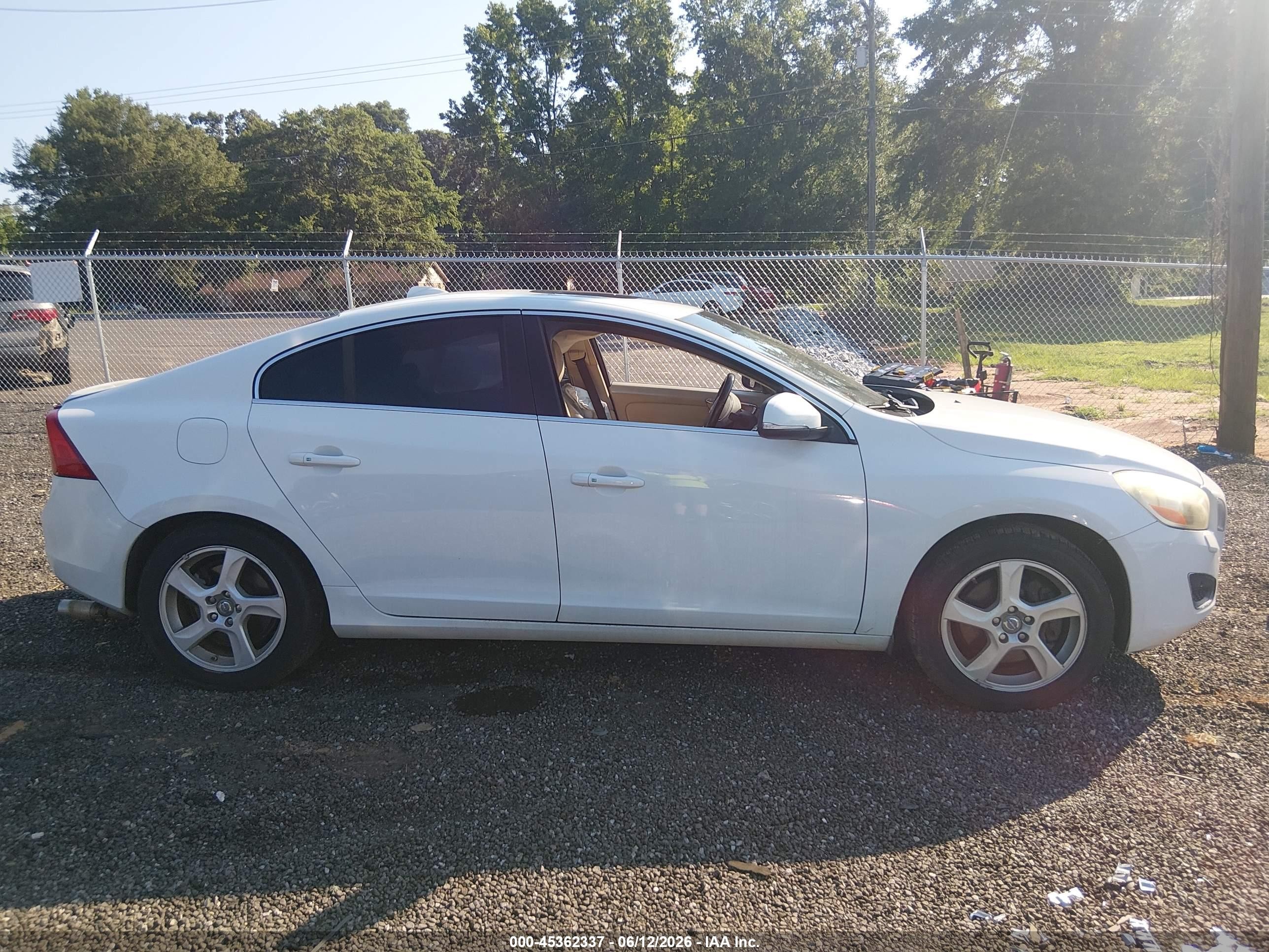 2013 Volvo S60 T5 White vin: YV1612FH9D2183175