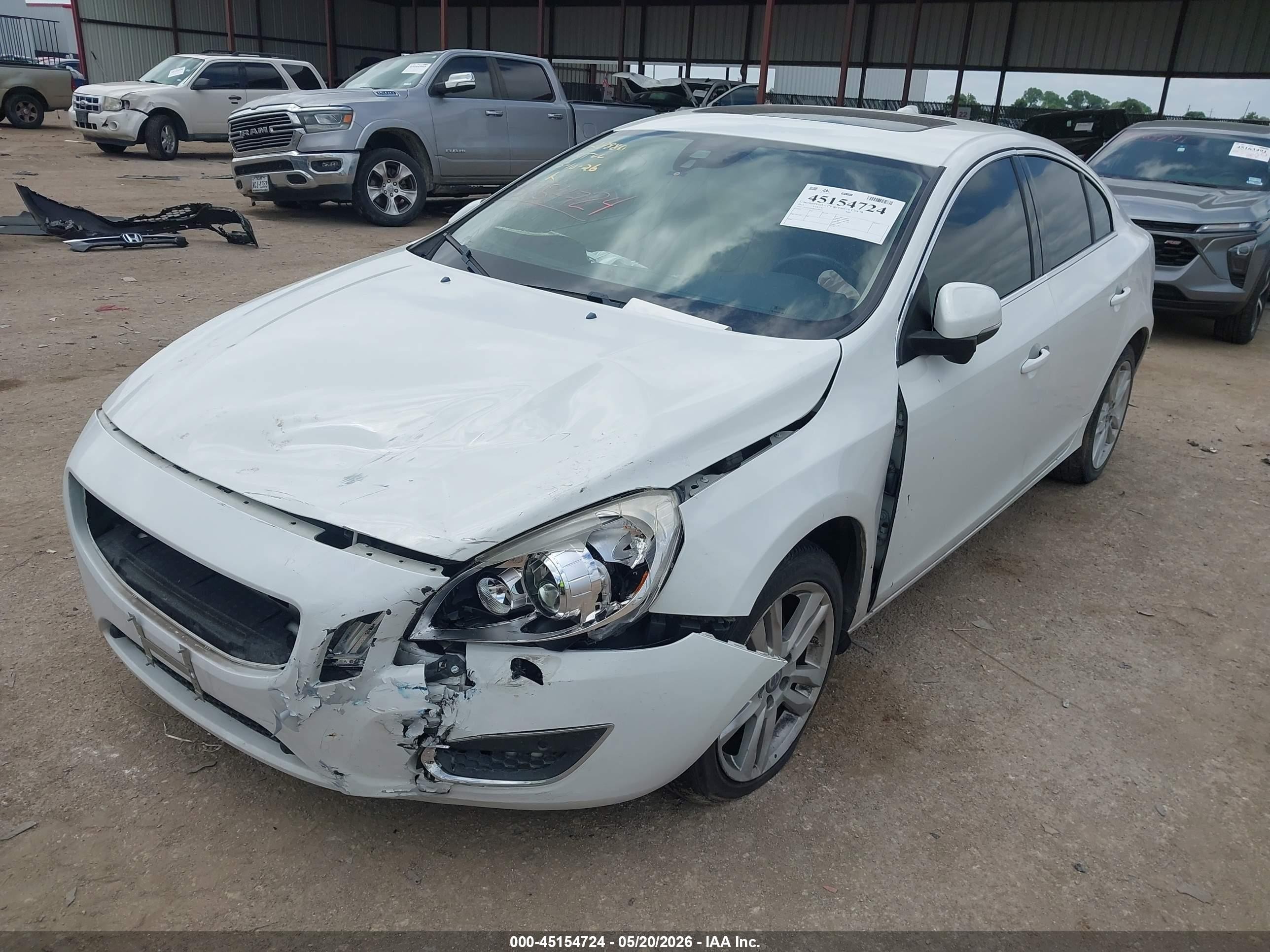 2013 Volvo S60 T5 White vin: YV1612FS0D2218911
