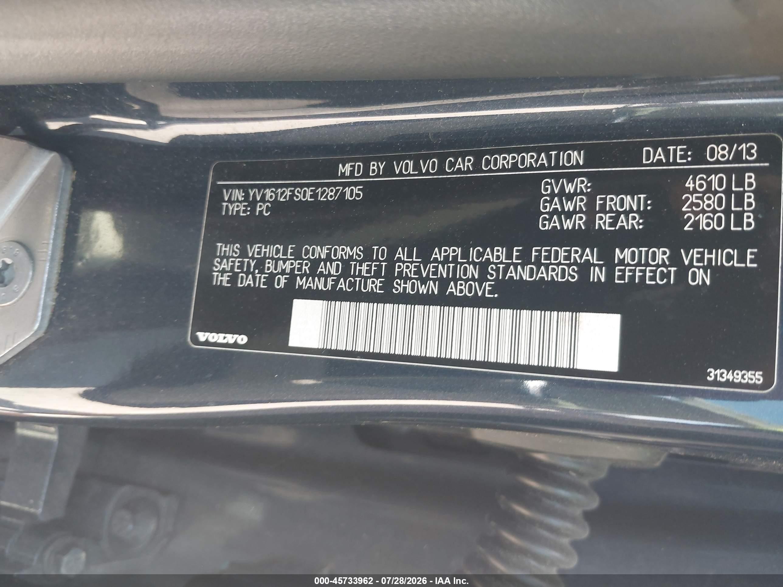 2014 Volvo S60 T5 Blue vin: YV1612FS0E1287105