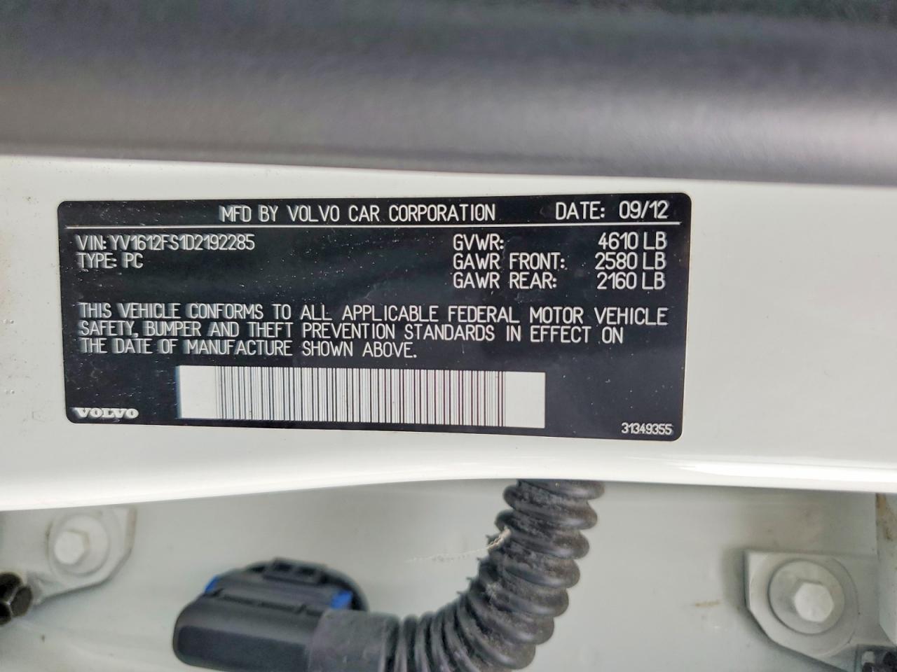 2013 Volvo S60 T5 White vin: YV1612FS1D2192285