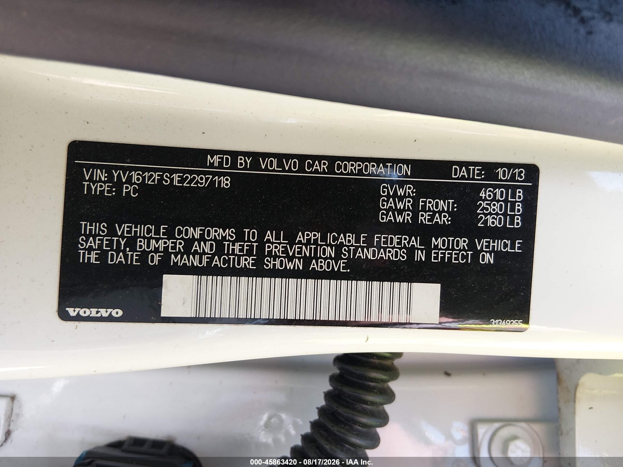 2014 Volvo S60 T5 White vin: YV1612FS1E2297118