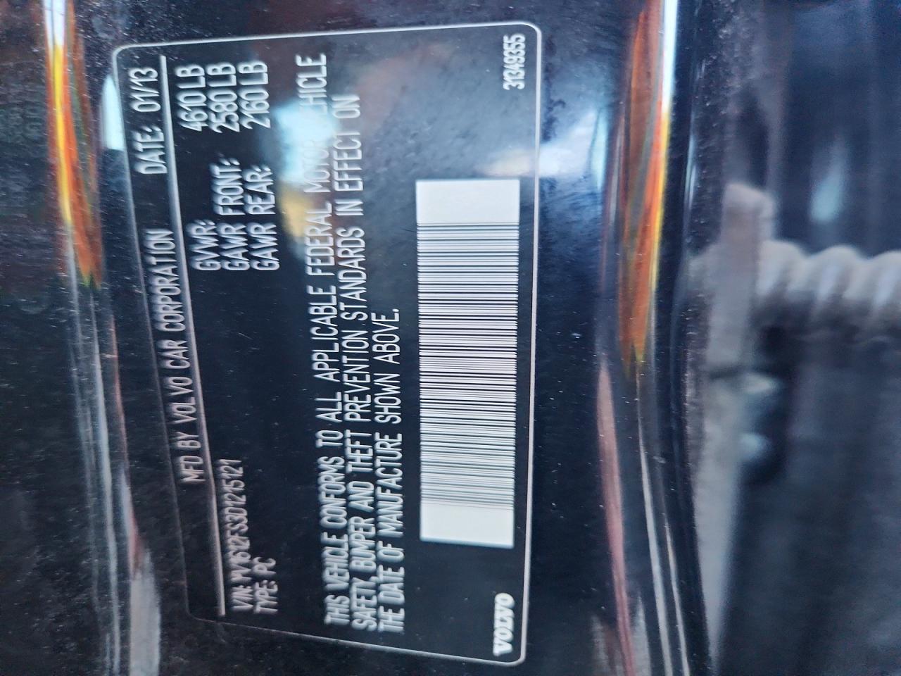 2013 Volvo S60 T5 Черный vin: YV1612FS3D1215121