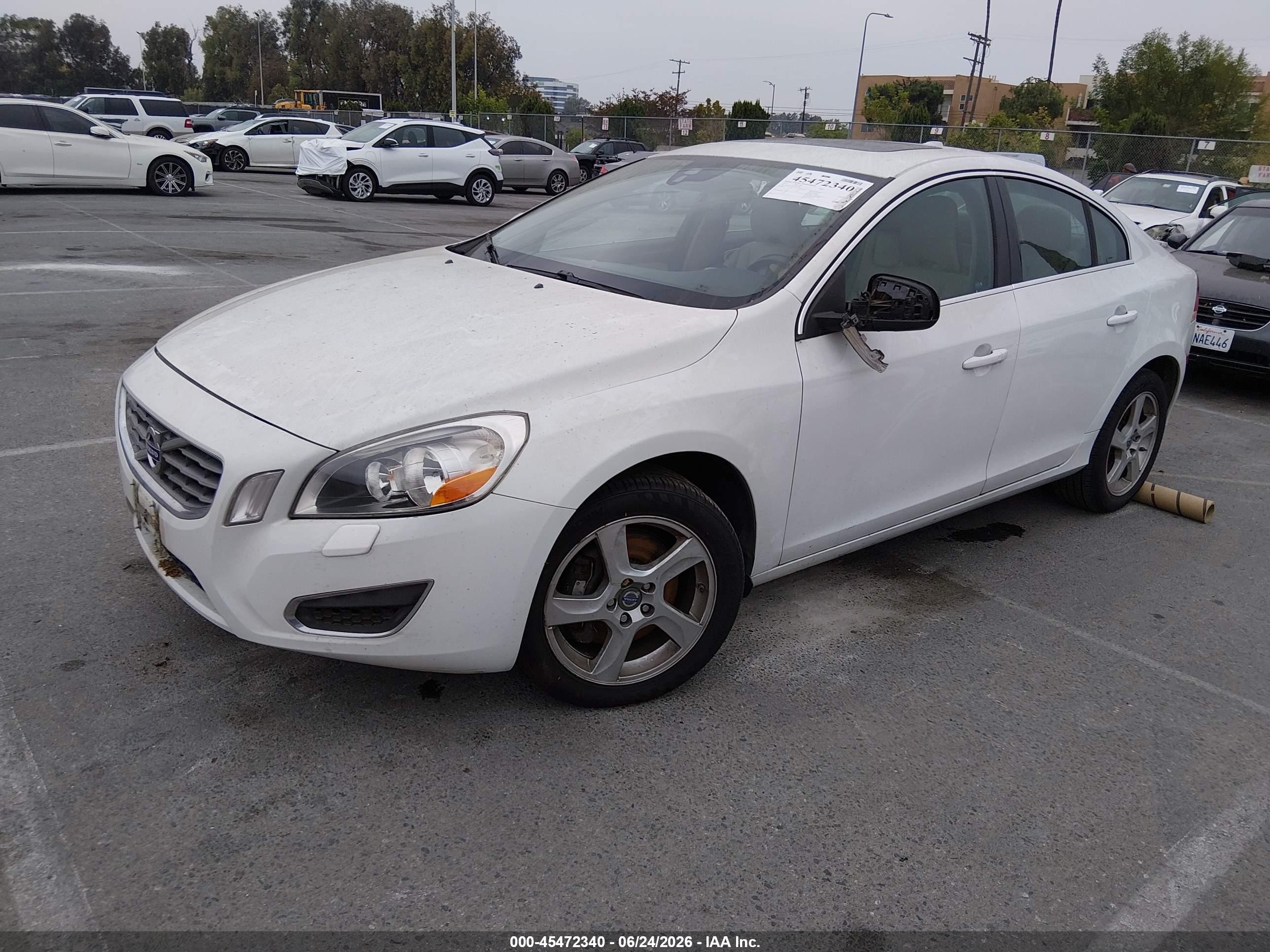 2013 Volvo S60 T5 White vin: YV1612FS3D2221740