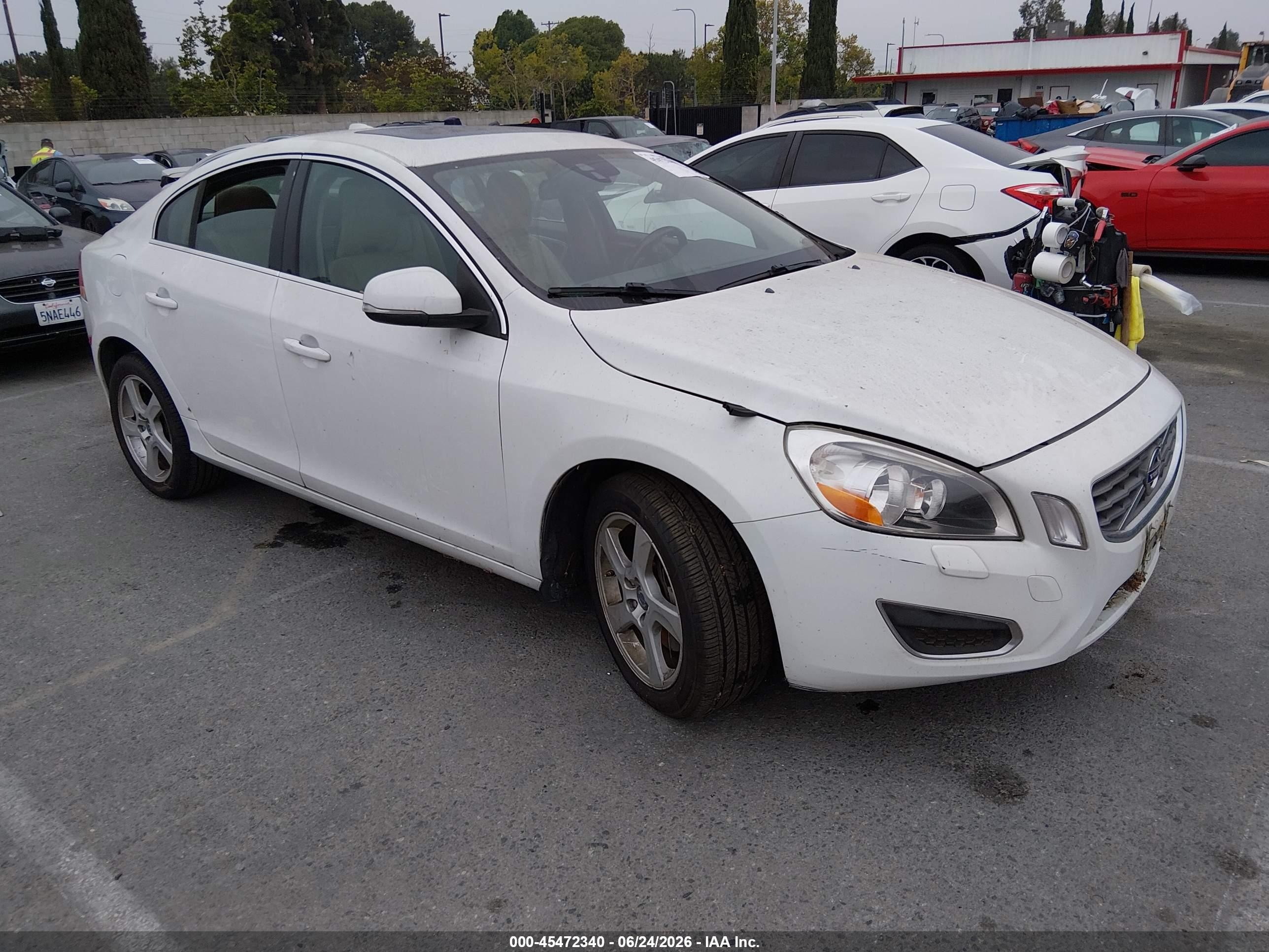 2013 Volvo S60 T5 White vin: YV1612FS3D2221740