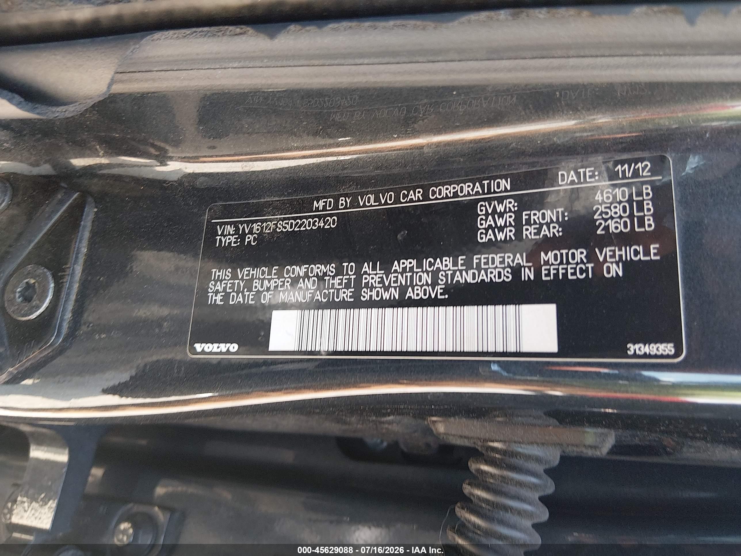 2013 Volvo S60 T5 Серый vin: YV1612FS5D2203420