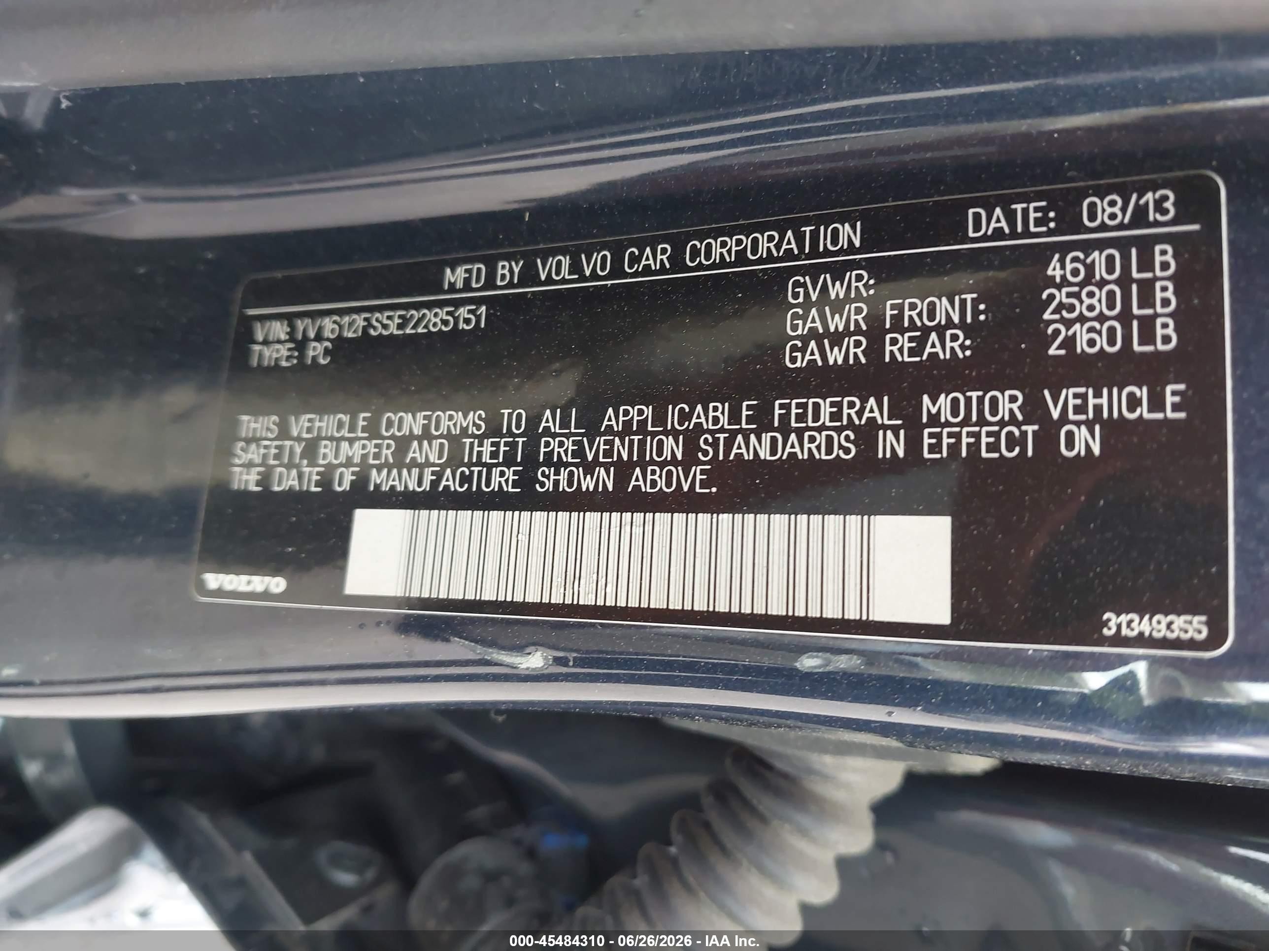 2014 Volvo S60 T5 Синий vin: YV1612FS5E2285151