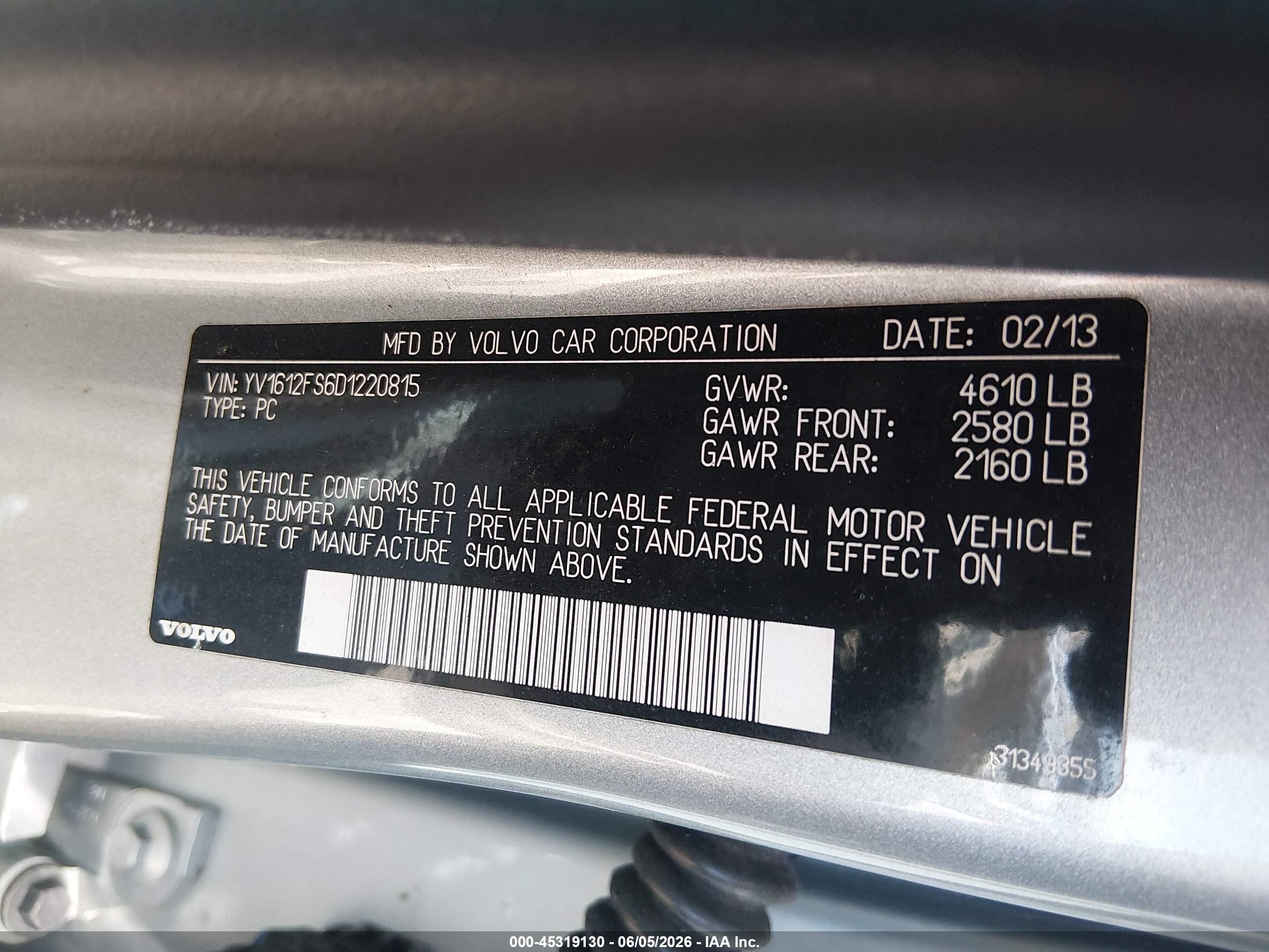 2013 Volvo S60 T5 Silver vin: YV1612FS6D1220815