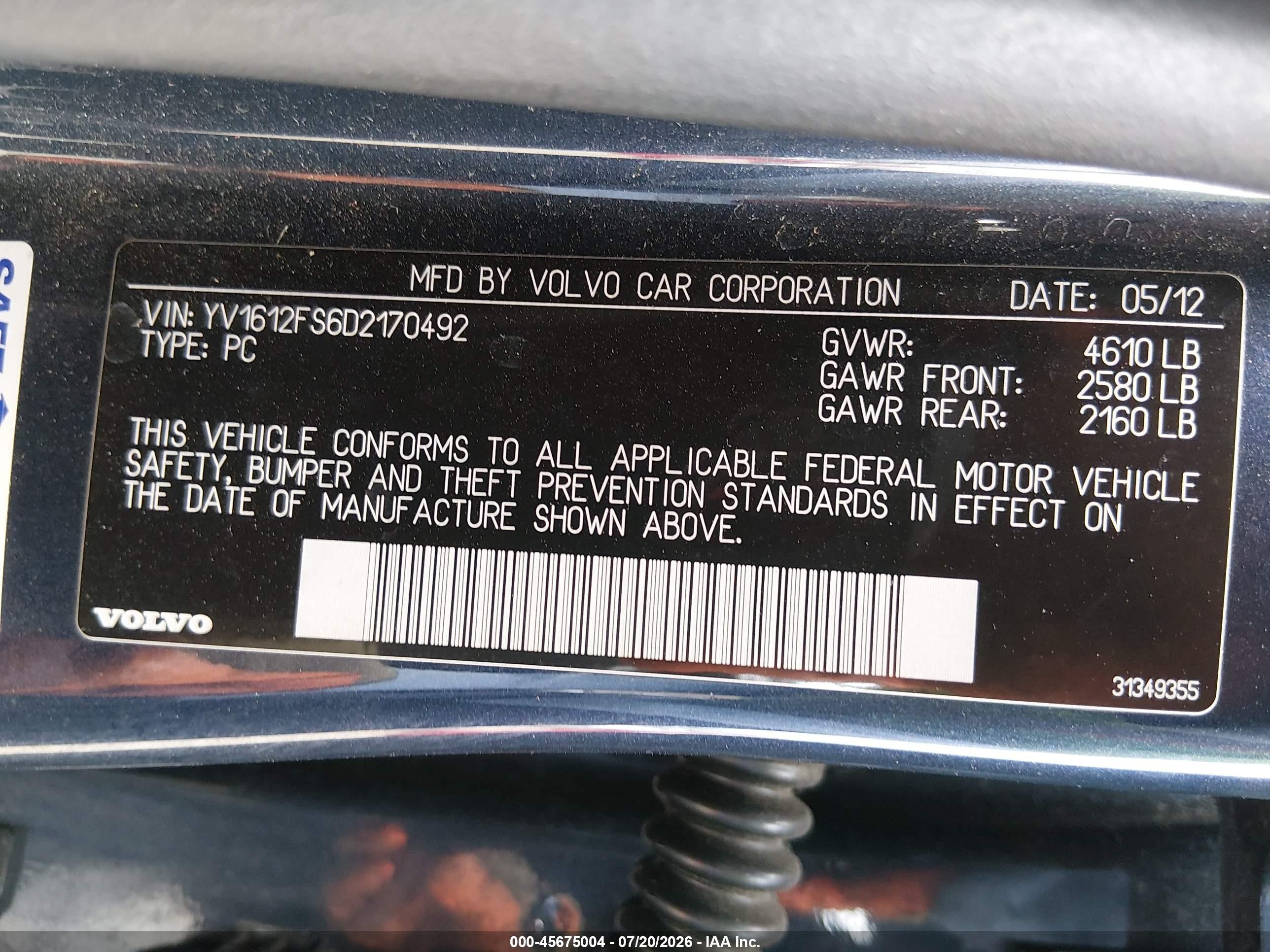 2013 Volvo S60 T5 Blue vin: YV1612FS6D2170492