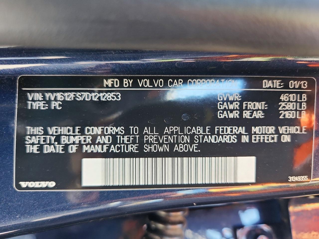 2013 Volvo S60 T5 Blue vin: YV1612FS7D1212853
