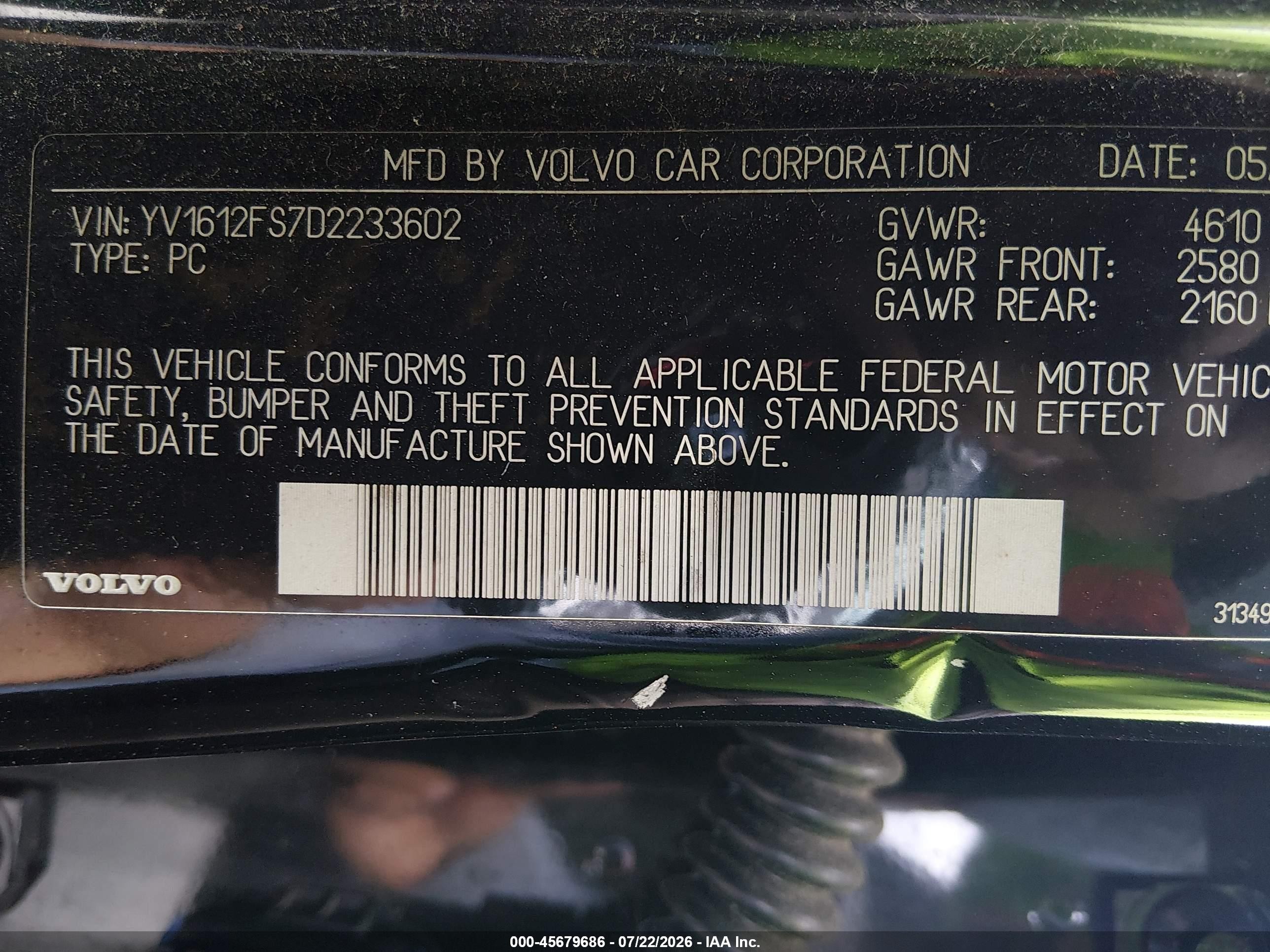 2013 Volvo S60 T5 Black vin: YV1612FS7D2233602