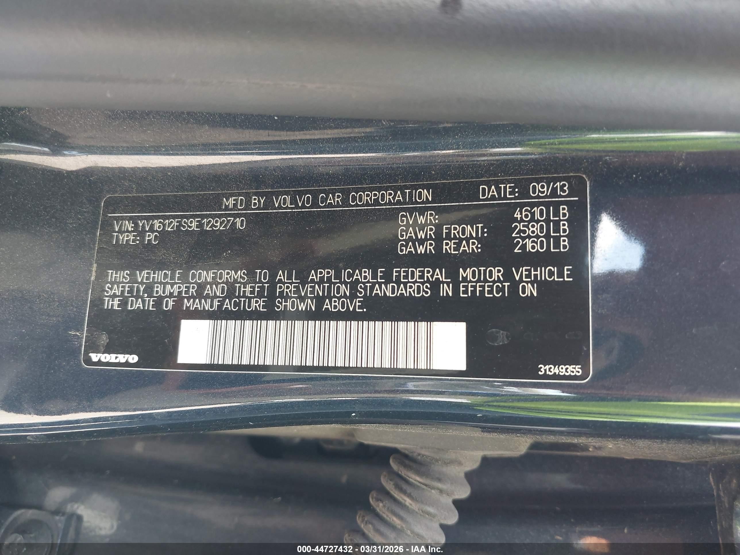 2014 Volvo S60 T5 Blue vin: YV1612FS9E1292710