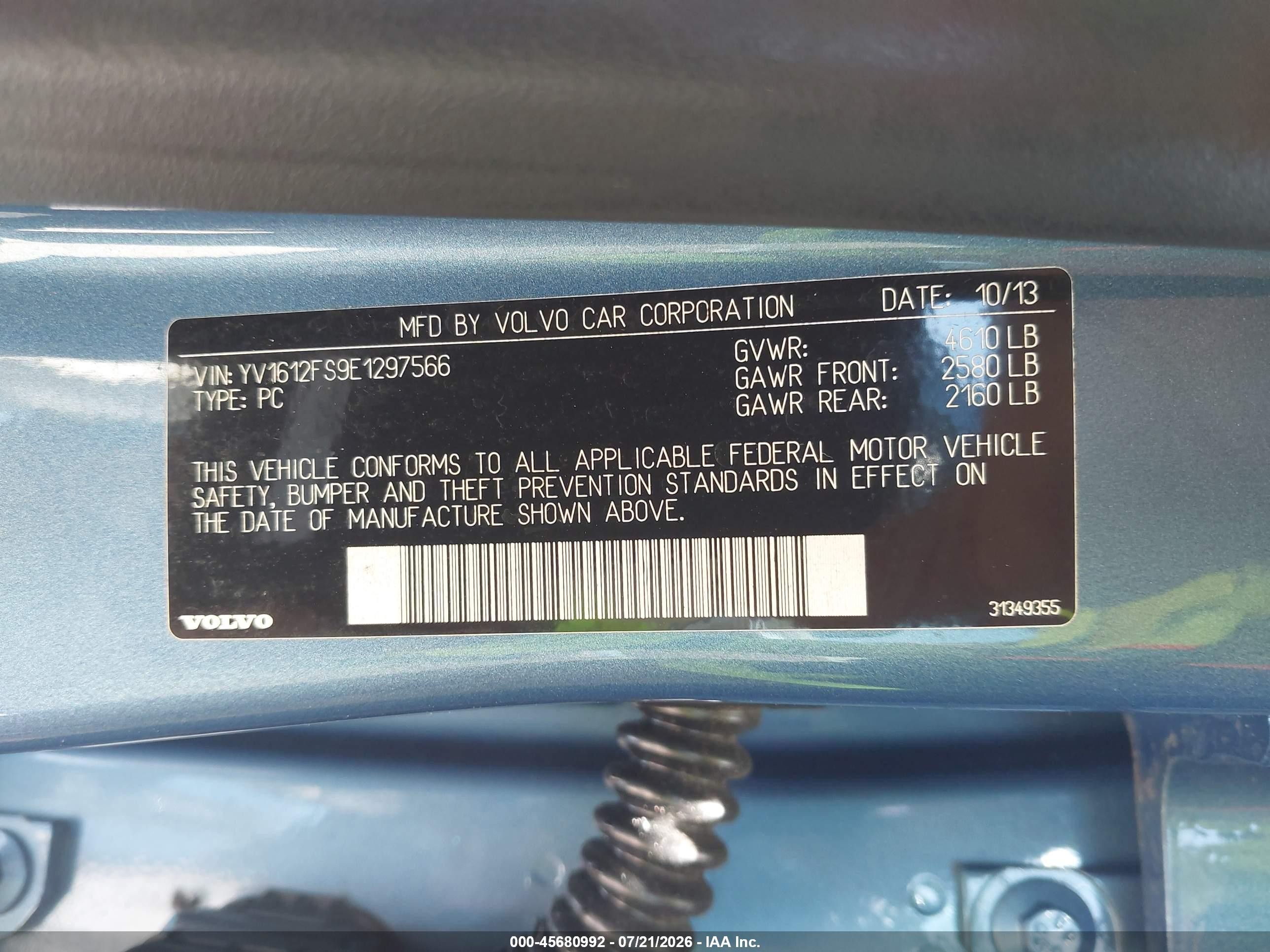 2014 Volvo S60 T5 Platinum Blue vin: YV1612FS9E1297566