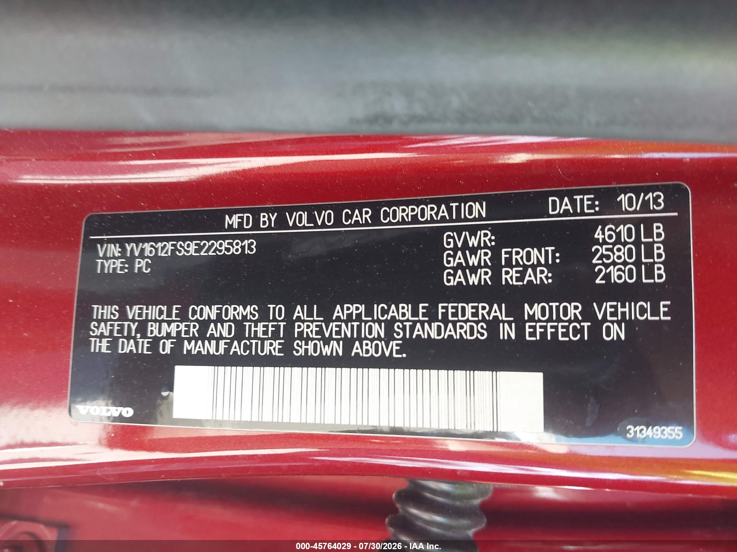 2014 Volvo S60 T5 Platinum Red vin: YV1612FS9E2295813