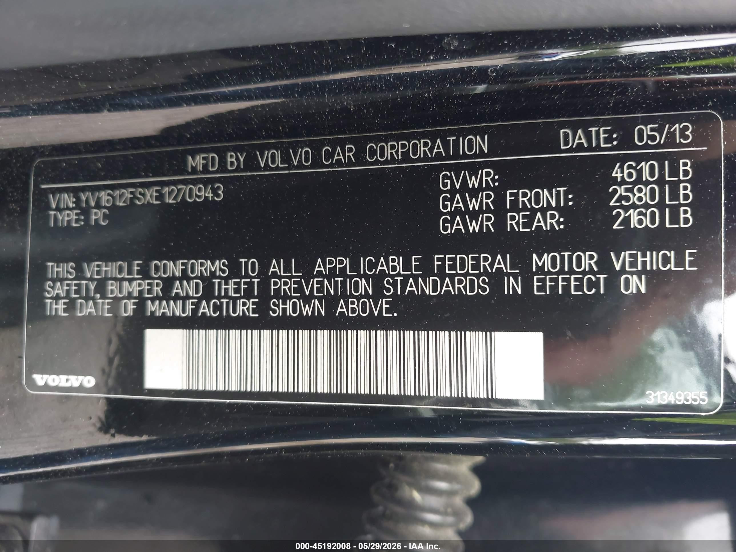 2014 Volvo S60 T5 Black vin: YV1612FSXE1270943