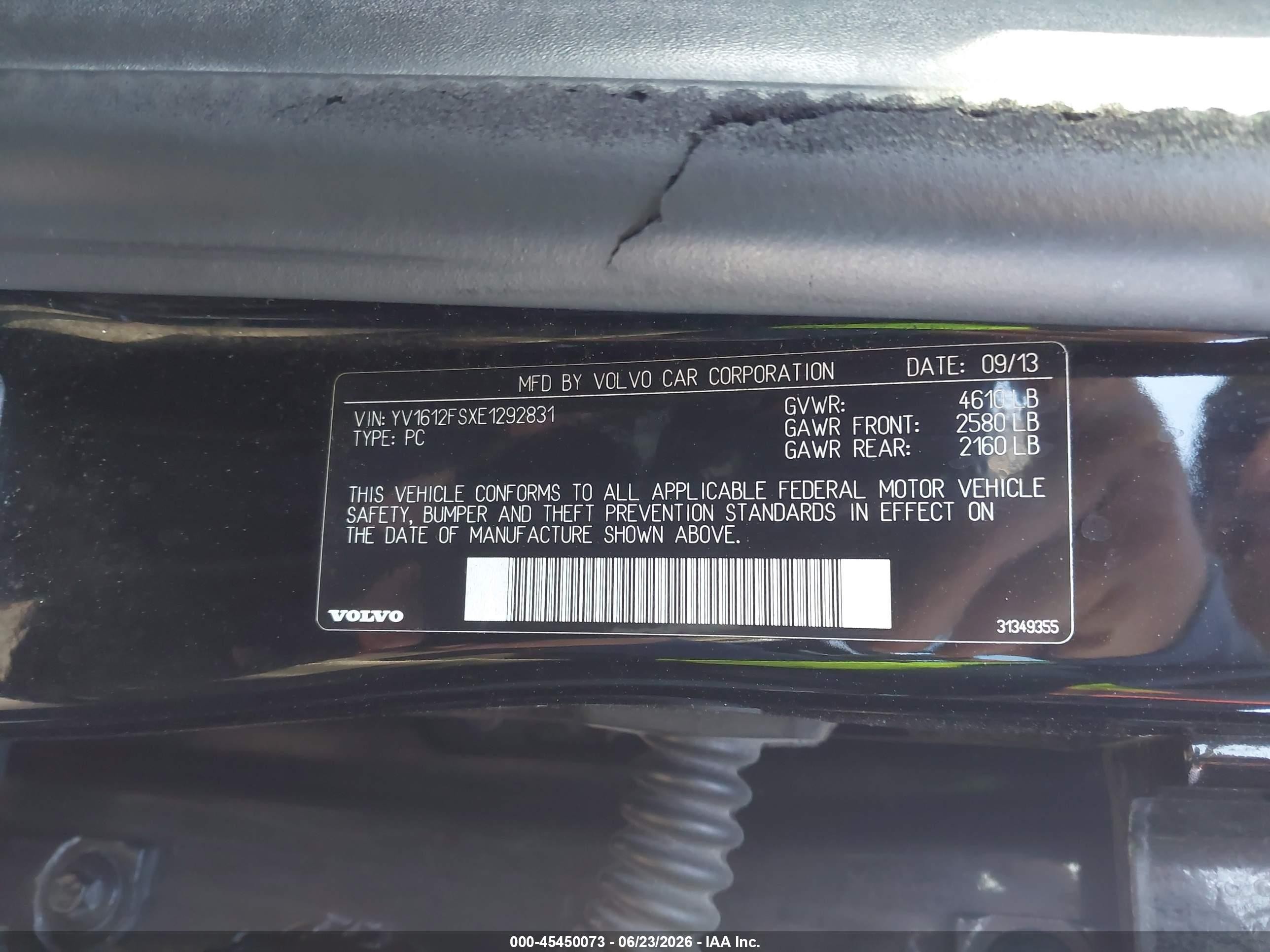 2014 Volvo S60 T5 Black vin: YV1612FSXE1292831