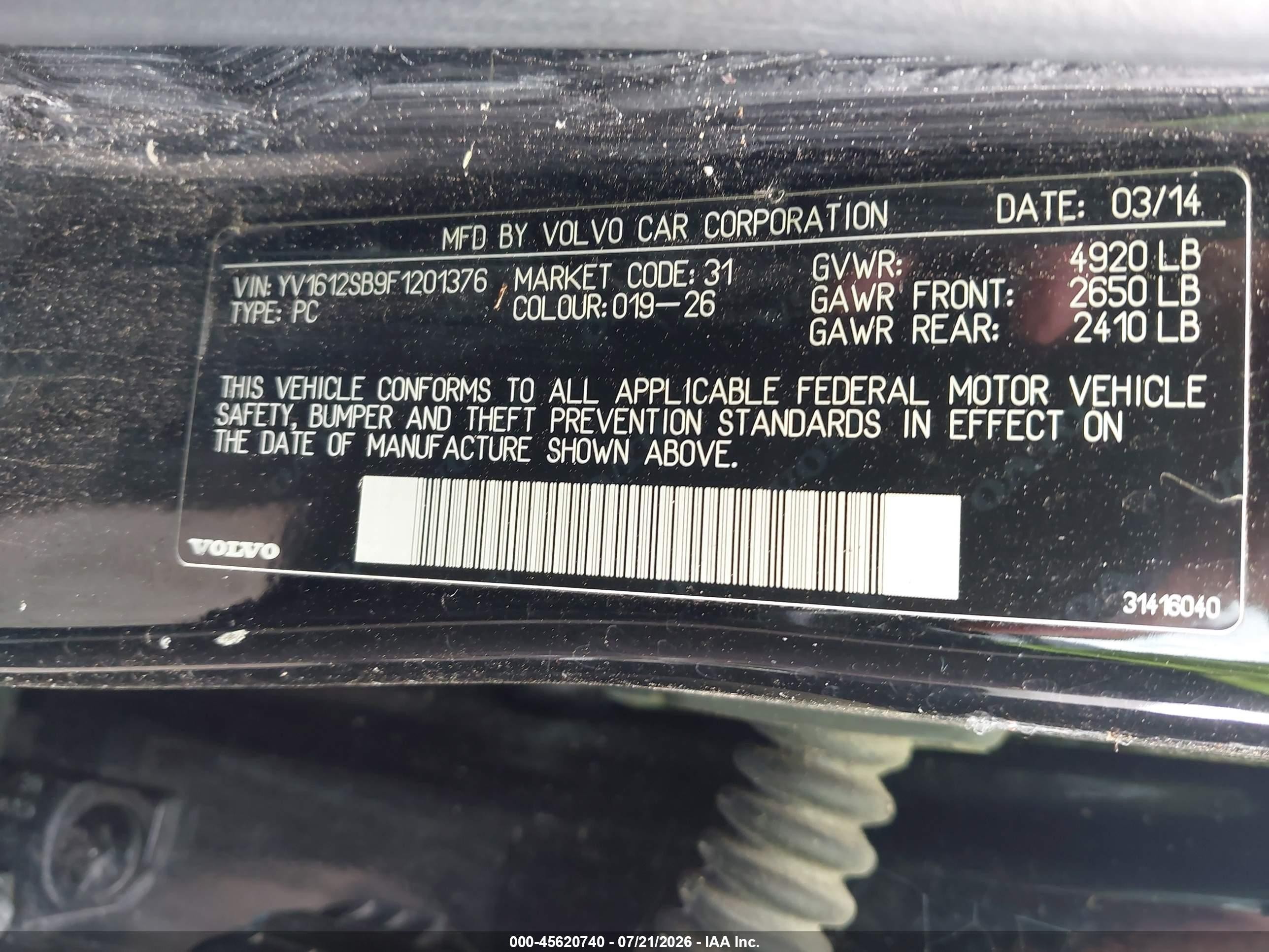 2015 Volvo V60 T5 Premier Black vin: YV1612SB9F1201376