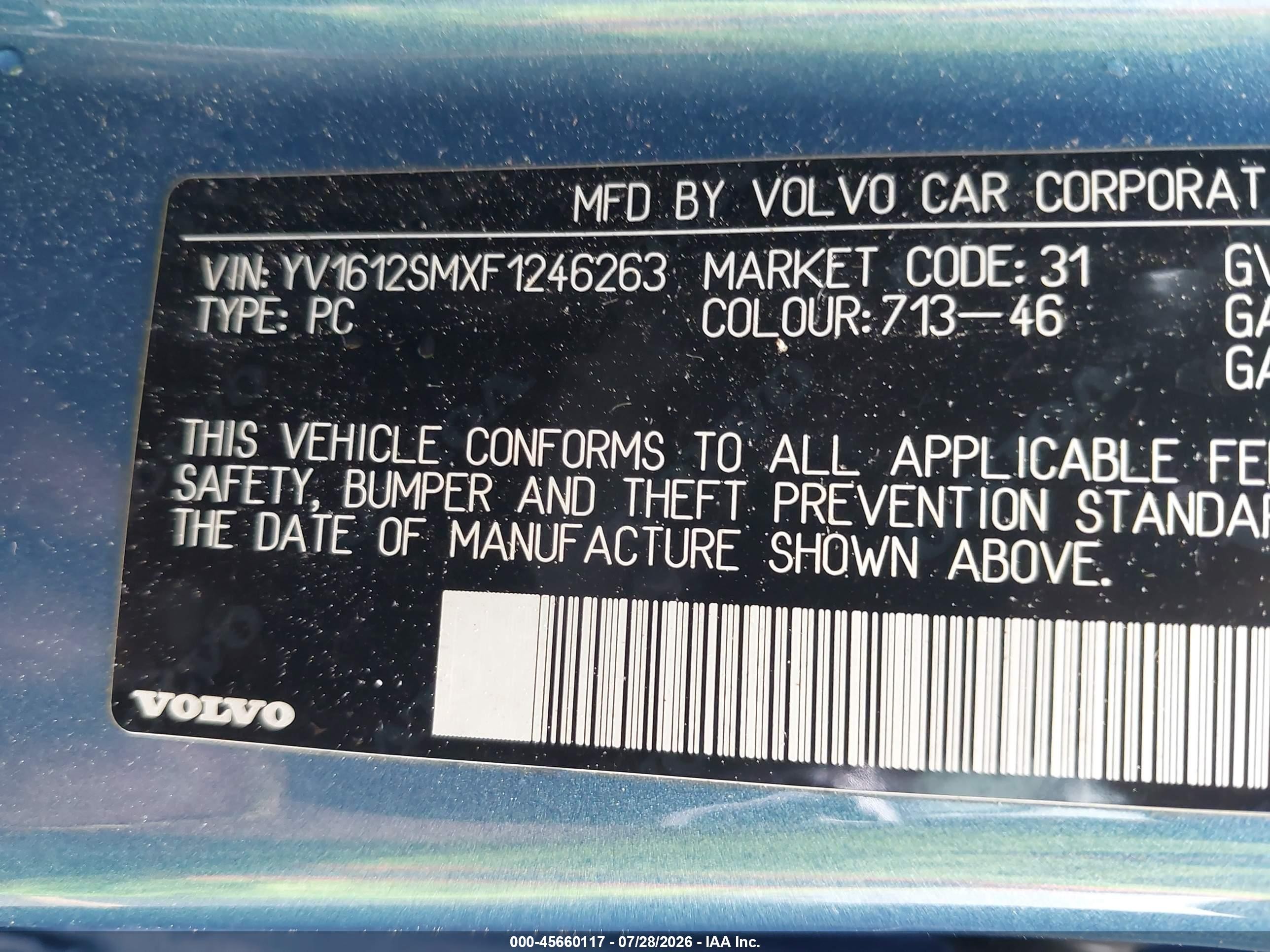 2015 Volvo V60 T5 Platinum Синий vin: YV1612SMXF1246263