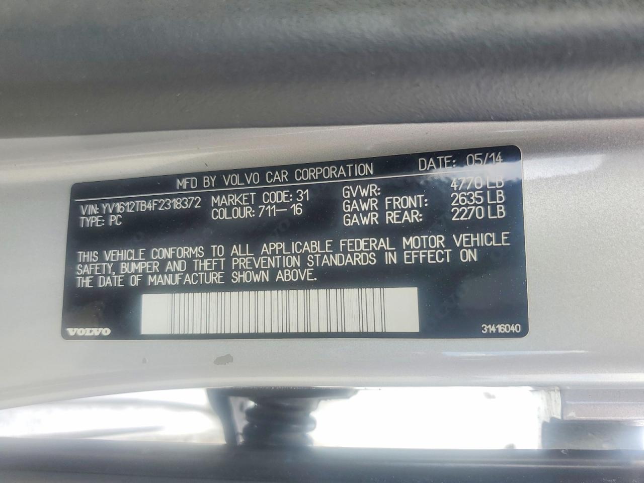 2015 Volvo S60 Premier Silver vin: YV1612TB4F2318372