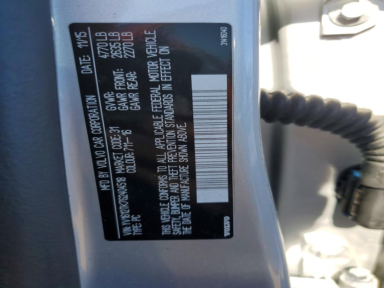 2016 Volvo S60 Premier Silver vin: YV1612TK7G2404518