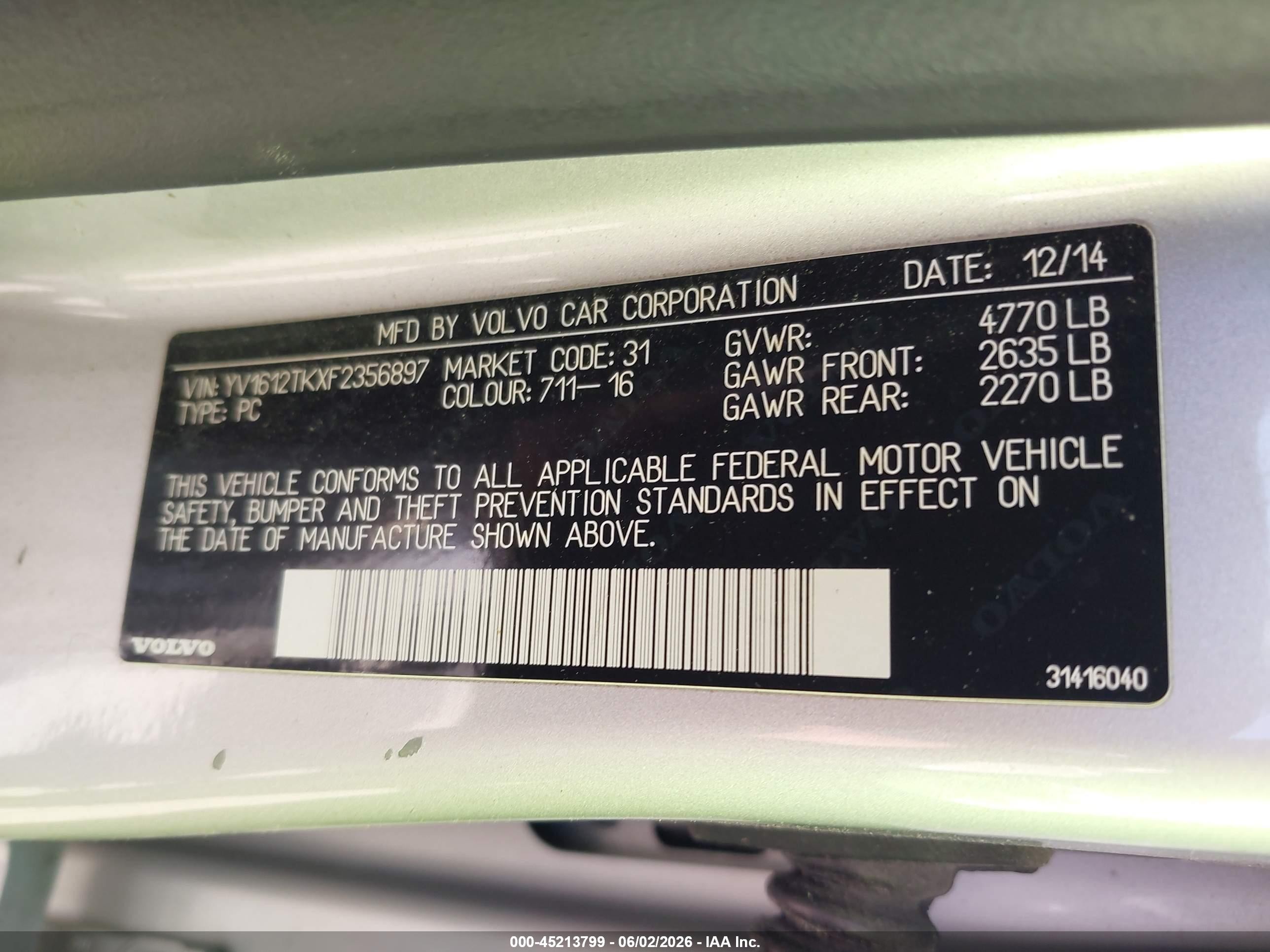 2015 Volvo S60 T5 Premier Серебряный vin: YV1612TKXF2356897