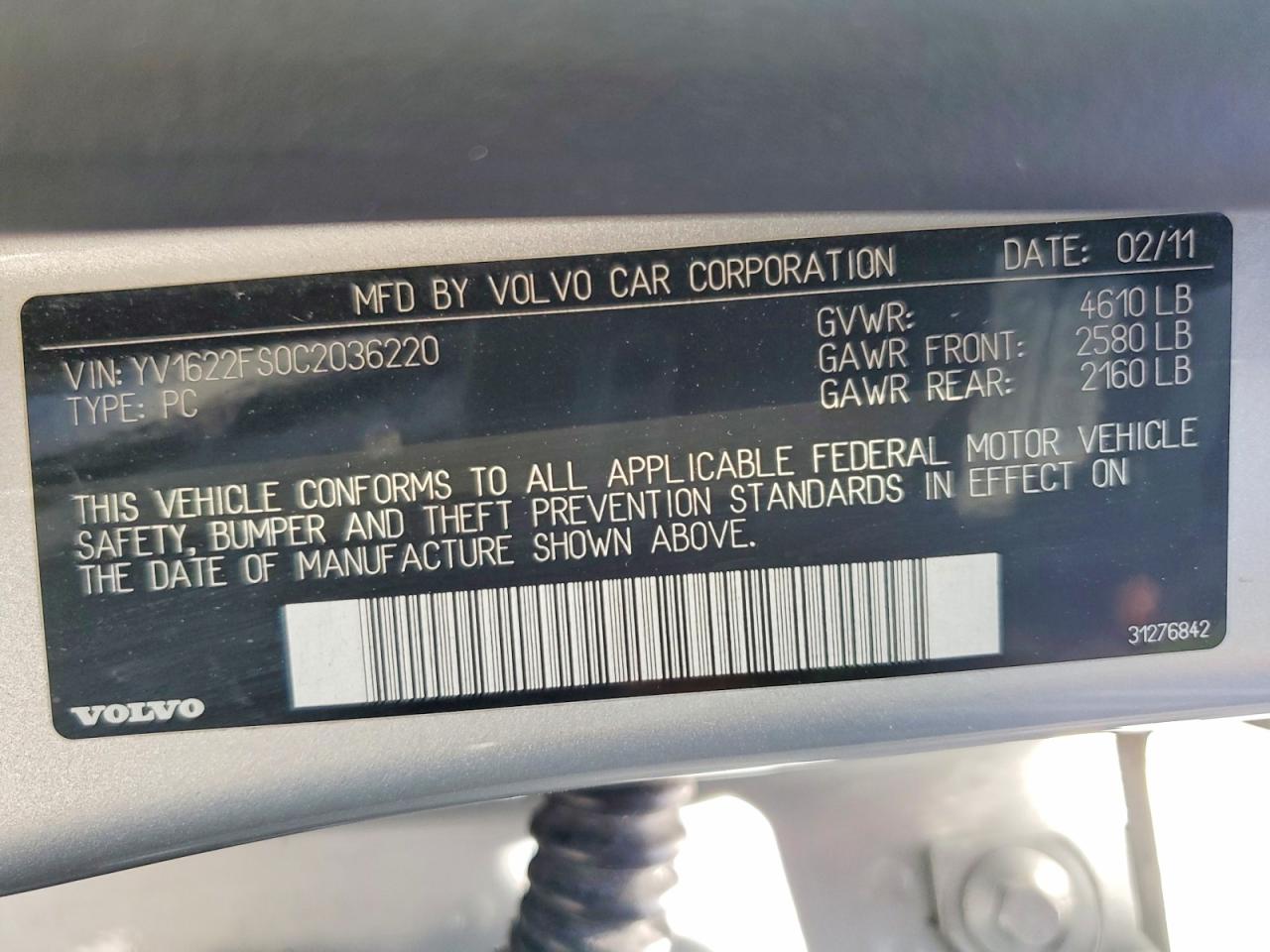 2012 Volvo S60 T5 Silver vin: YV1622FS0C2036220