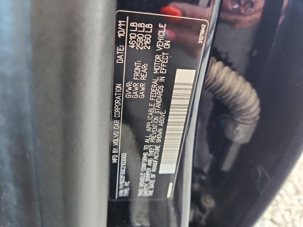 2012 Volvo S60 T5 Black vin: YV1622FS0C2103060